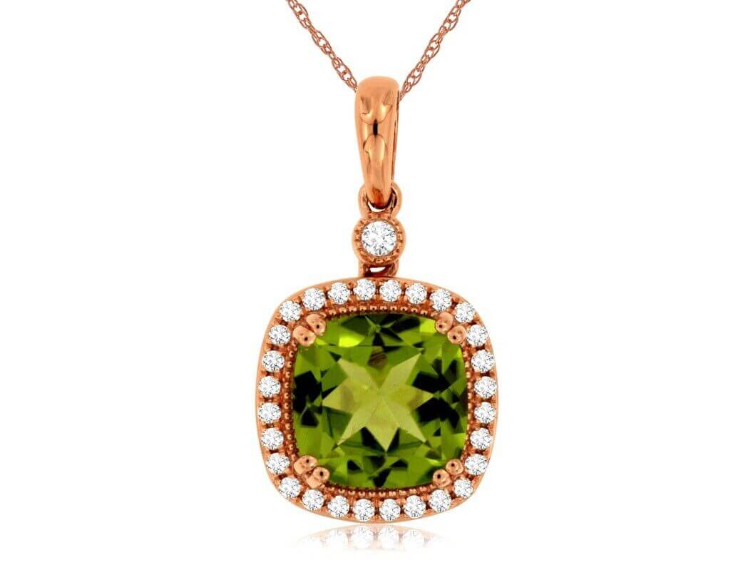 14K White Gold Pendant with Diamond & Tourmaline
