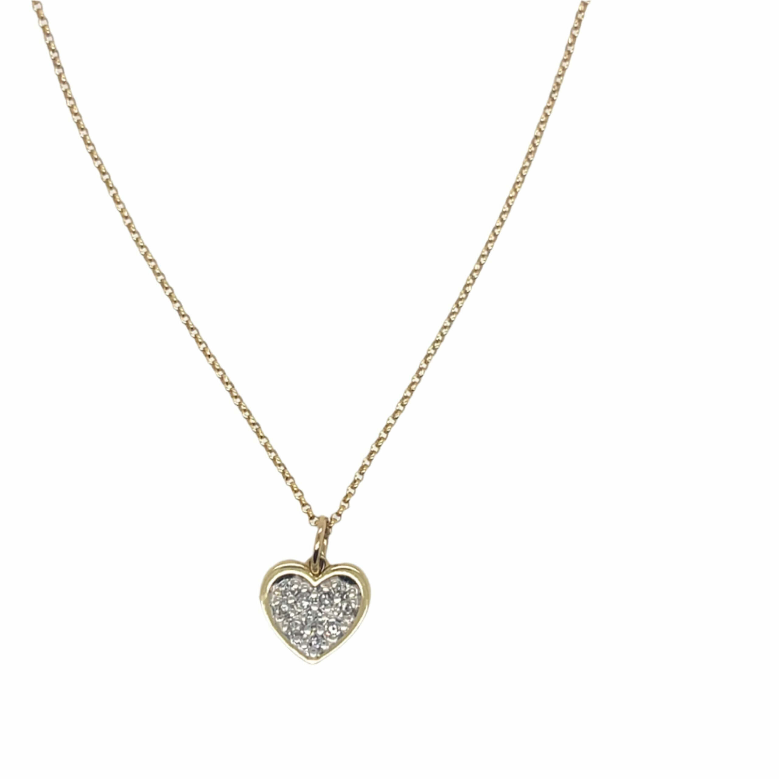 18" Yellow Gold Necklace with Diamond Heart Pendant – 14K Gold, 0.20ct