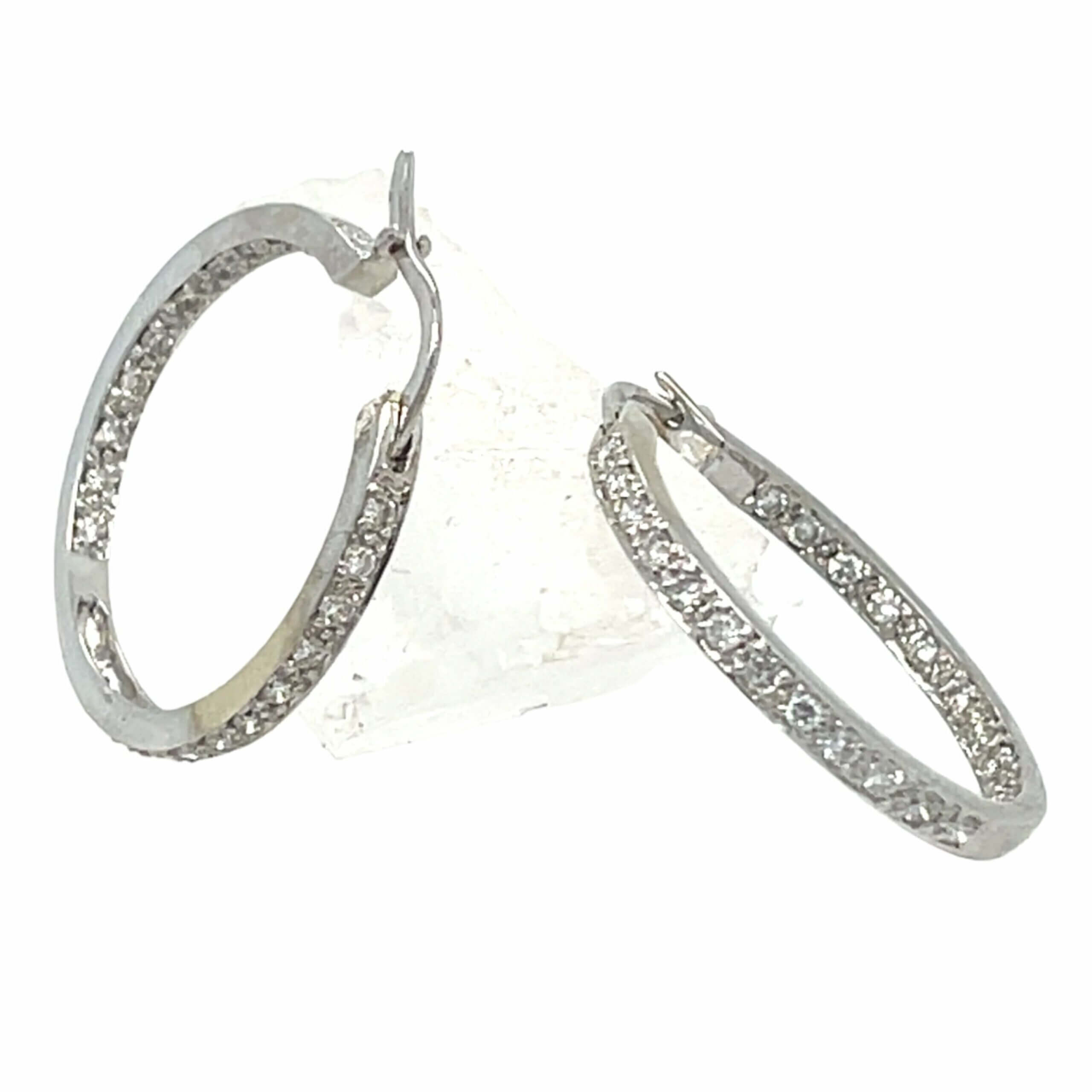 1.00 ctw In-and-Out Diamond Hoop Earrings - Channel Setting