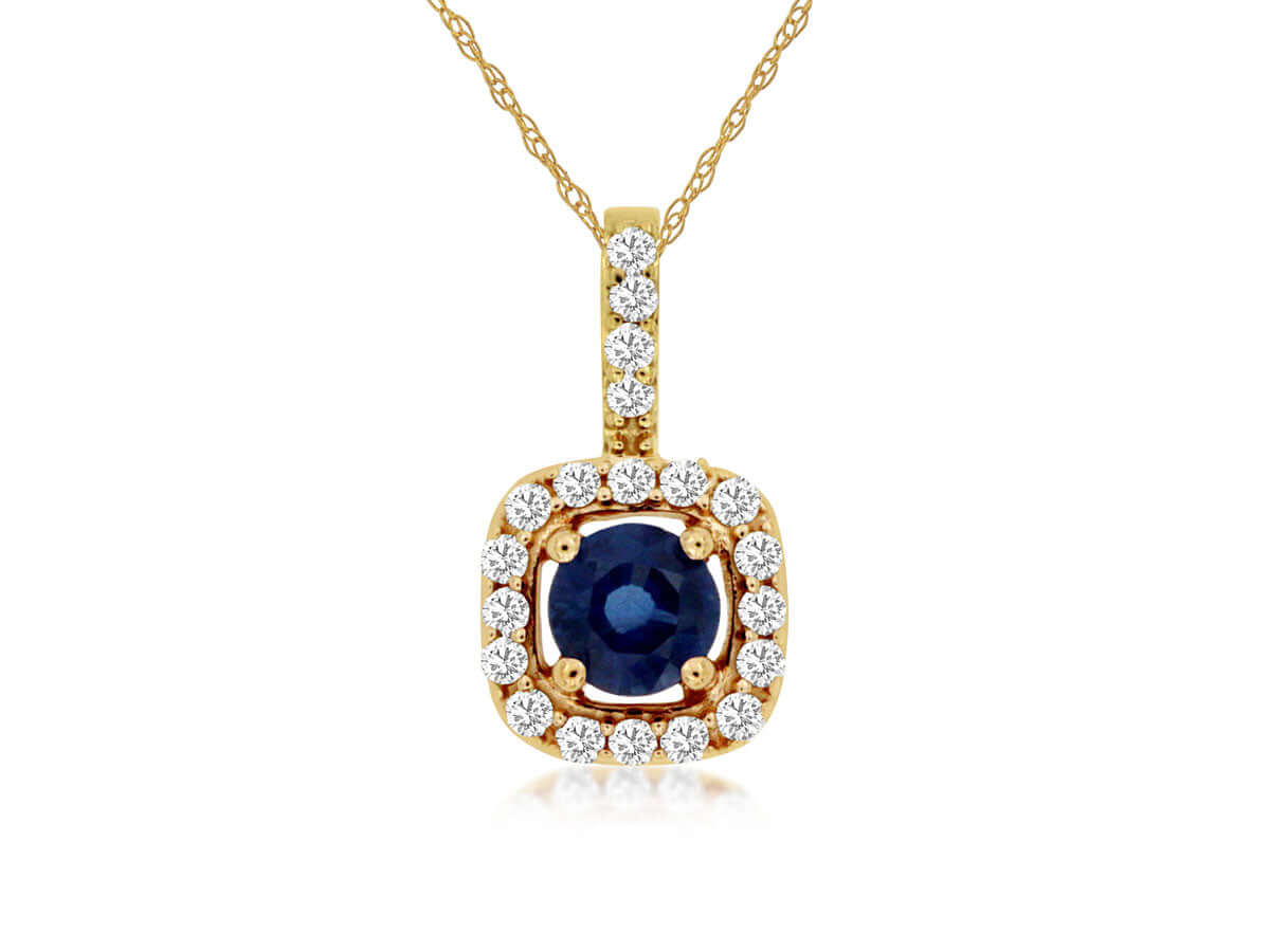 14K White Gold Sapphire and Diamond Pendant