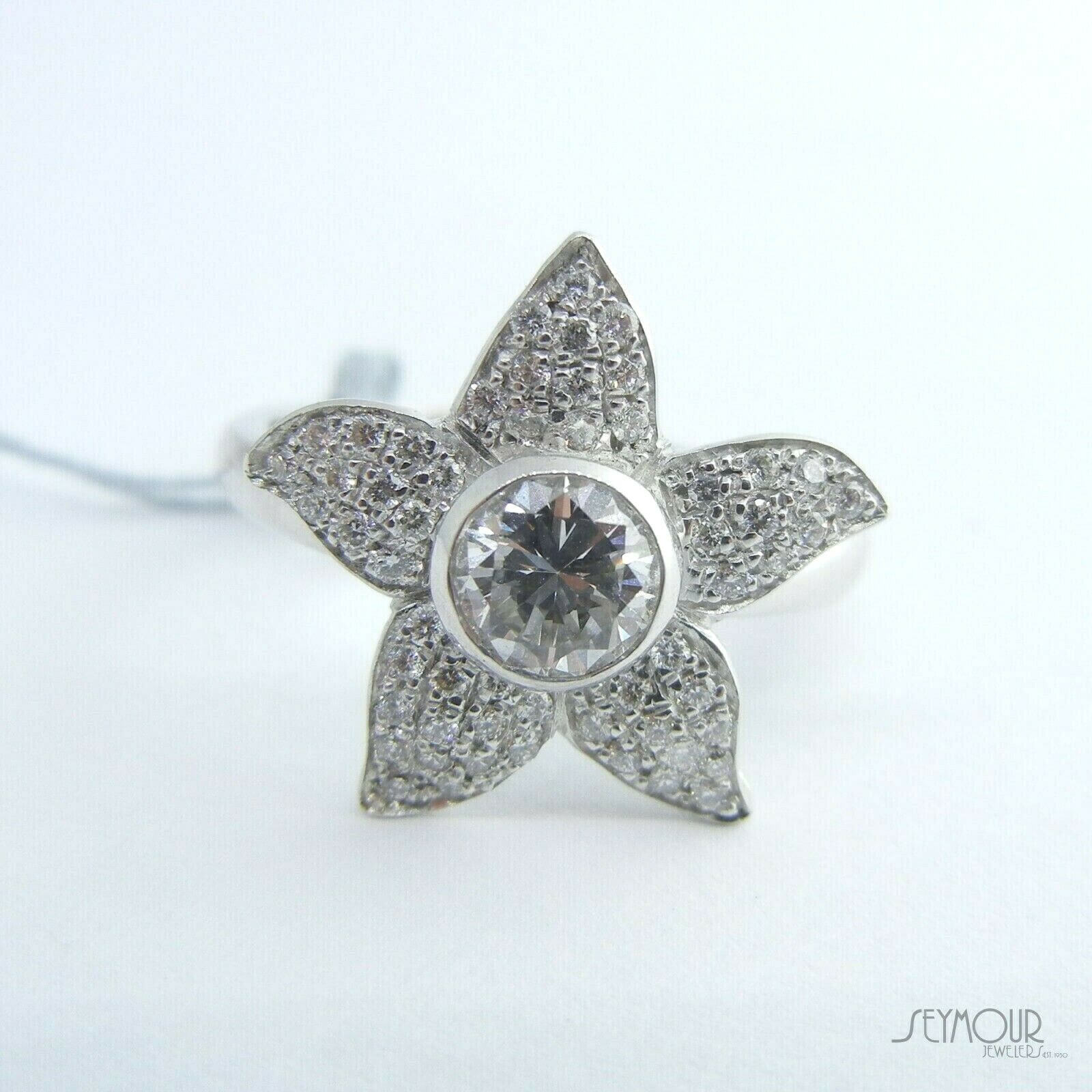 1.02ctw Diamond VS2/H w/ Micro Pave Starfish Flower 18K White Gold Ring - Image 3