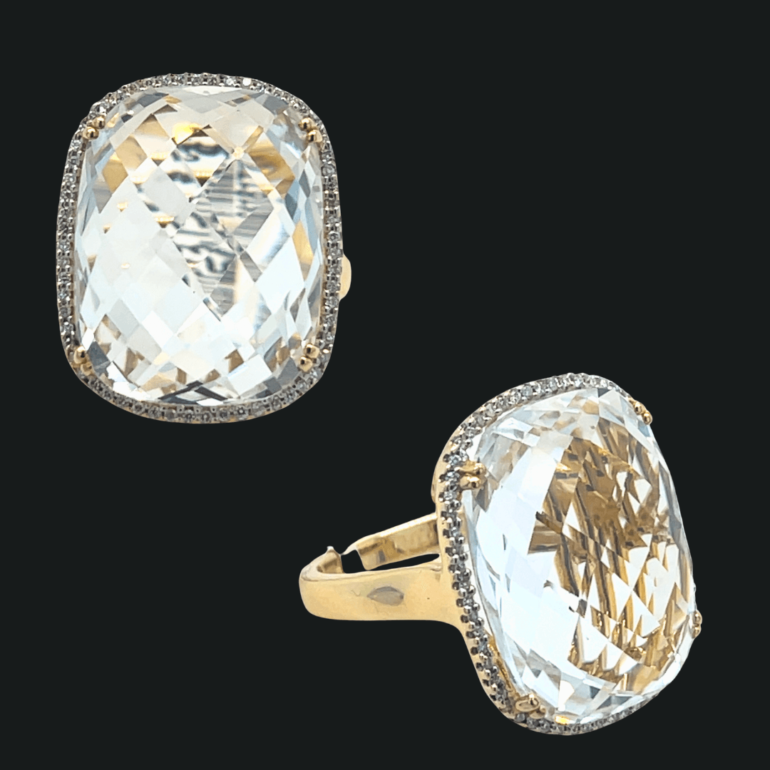 WHITE TOPAZ & DIAMOND RING - Image 3
