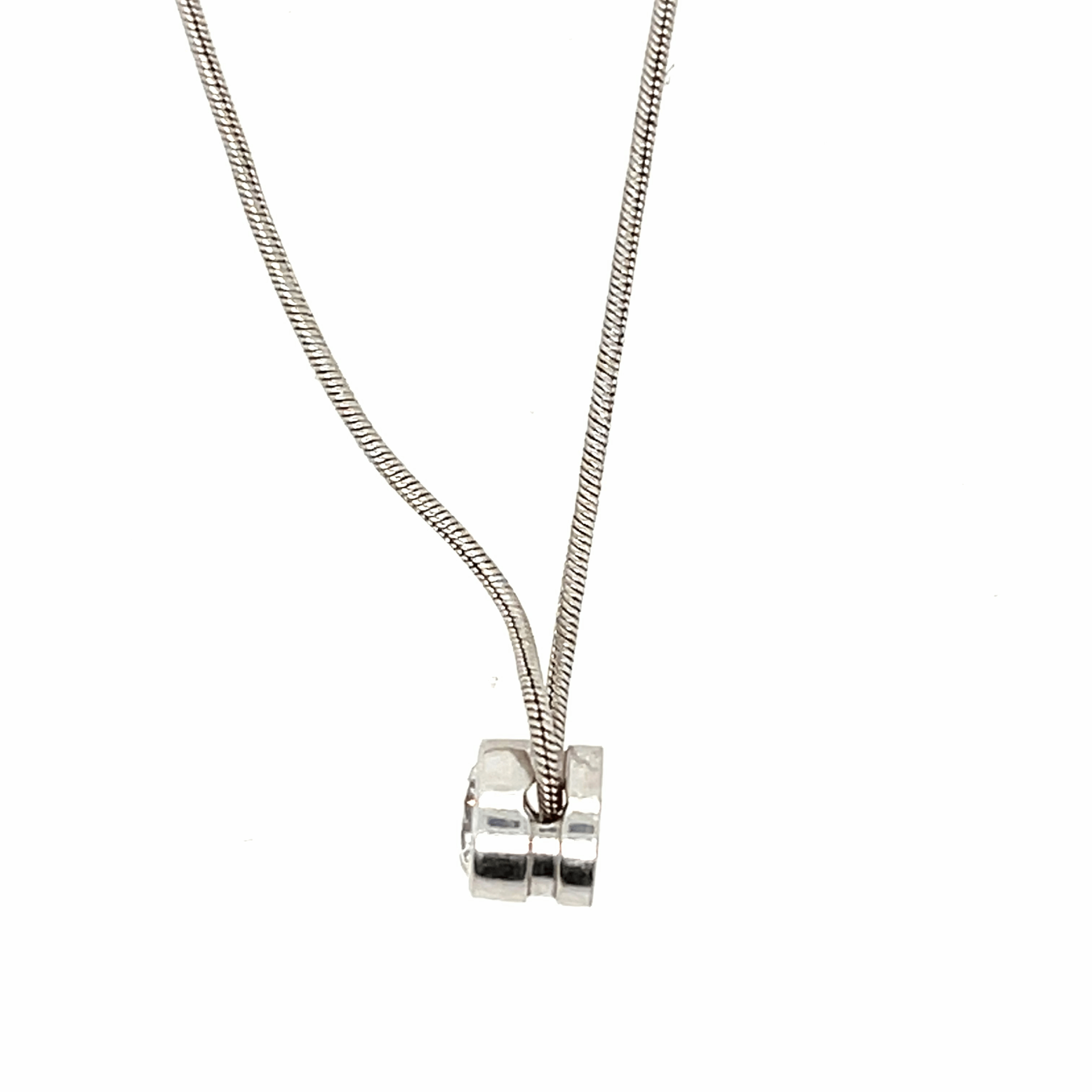 14K White Gold Diamond Solitaire Pendant Necklace - Image 3