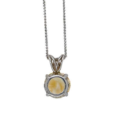 14K White Gold Necklace with Round Citrine Pendant - Image 4