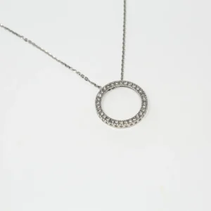 Diamond Circle Necklace in White Gold