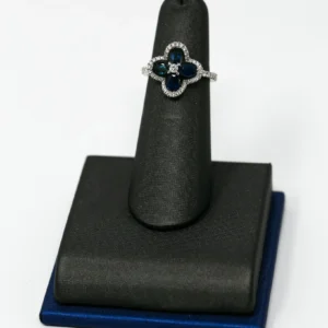 Sapphire 1.40 Ct & 0.35 Ct Diamond 14 K W Ring