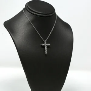 Diamond Cross Necklace in White Gold