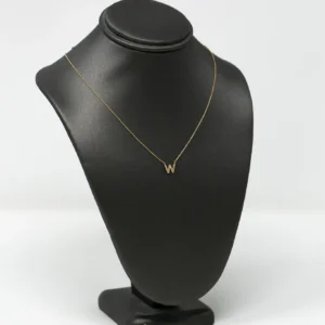 W Shape Necklace 14k Gold Diamonds