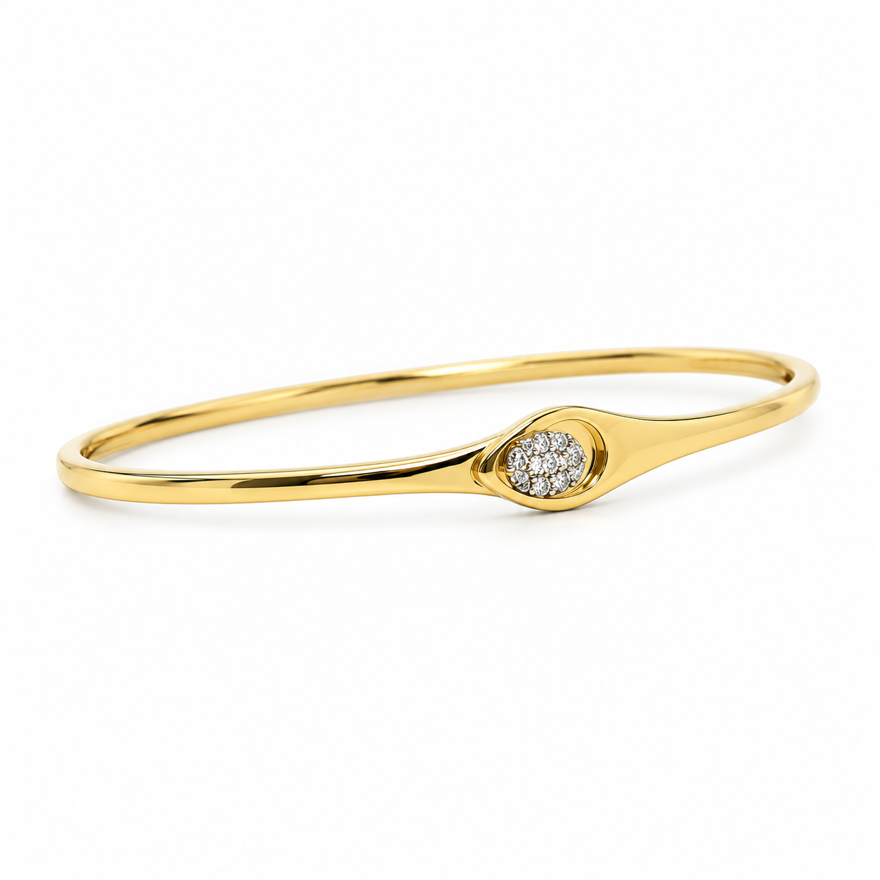 Flexible diamond bracelet in 14K yellow gold on a white background