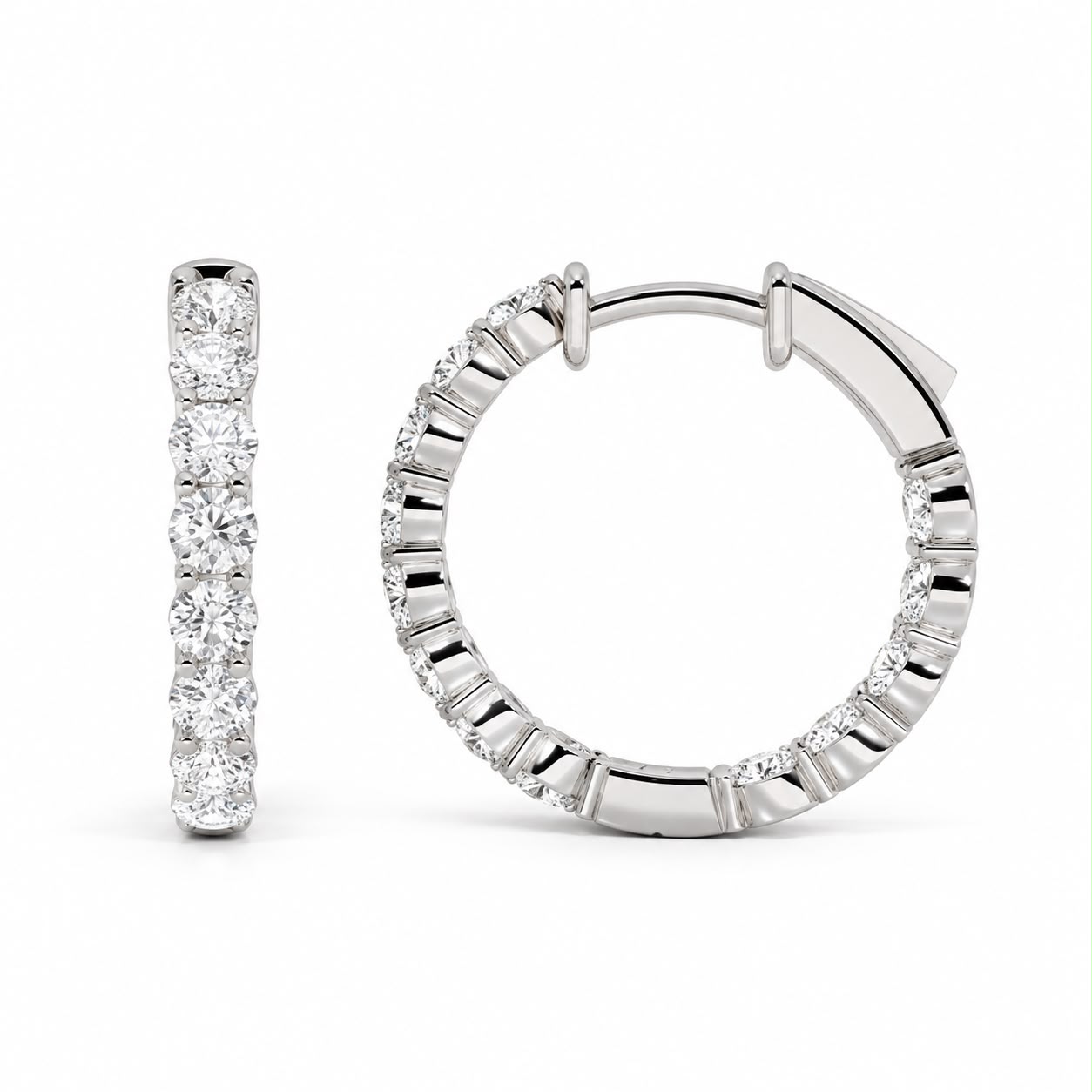 Inside-Out Lab-Grown Diamond Hoop Earrings, front and side views