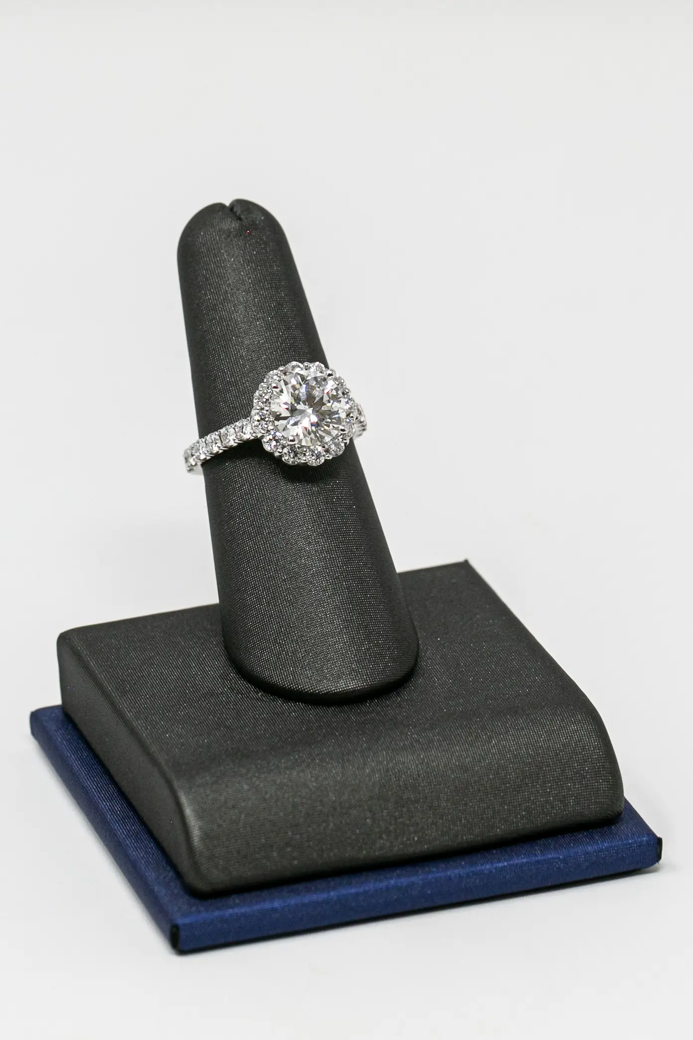 Lab Halo Ring In White Gold