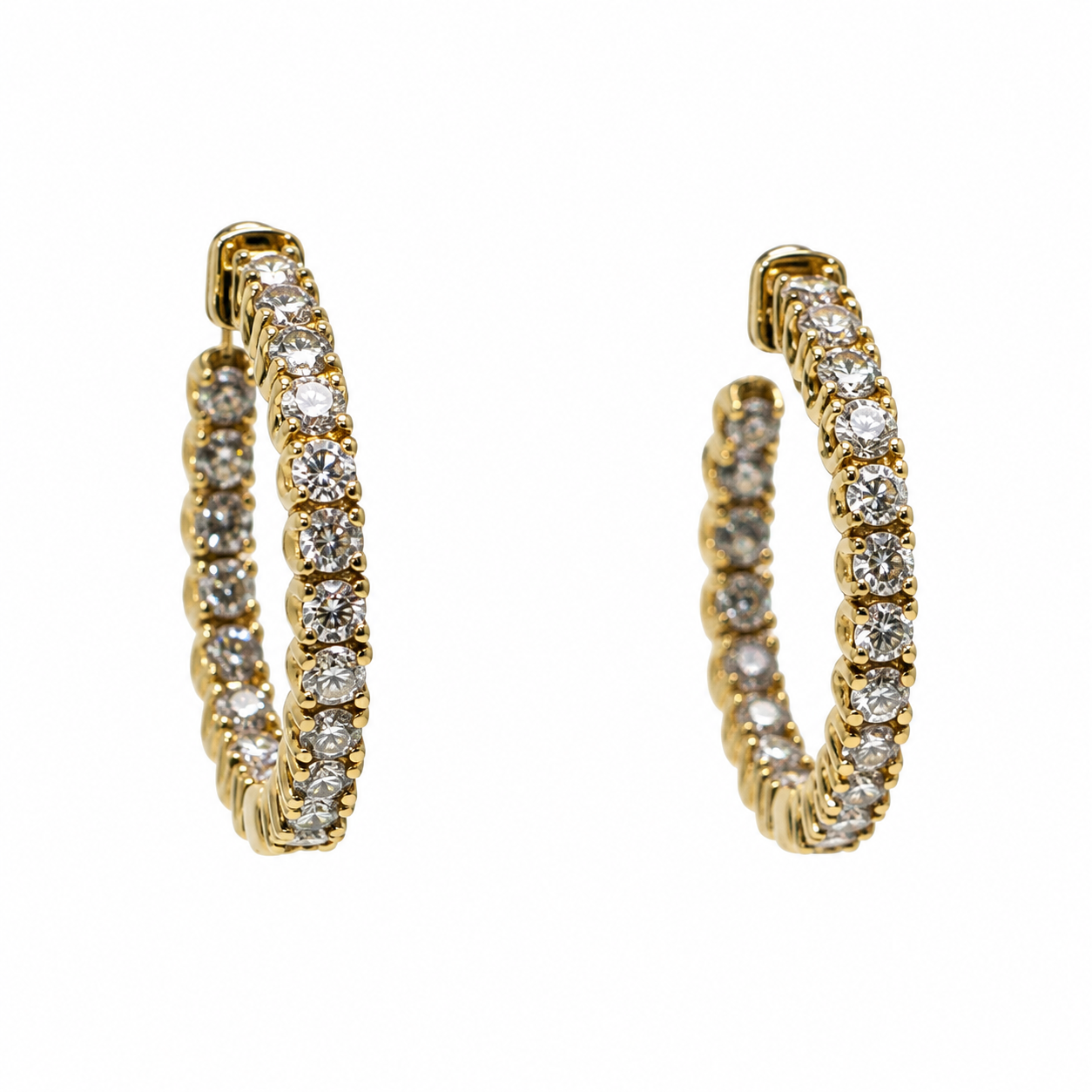 In & Out Diamond Hoop in Yellow Gold