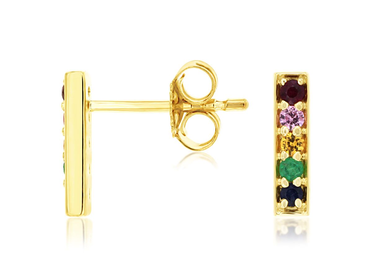 Mixed-Color Sapphire Earrings in Yellow Gold