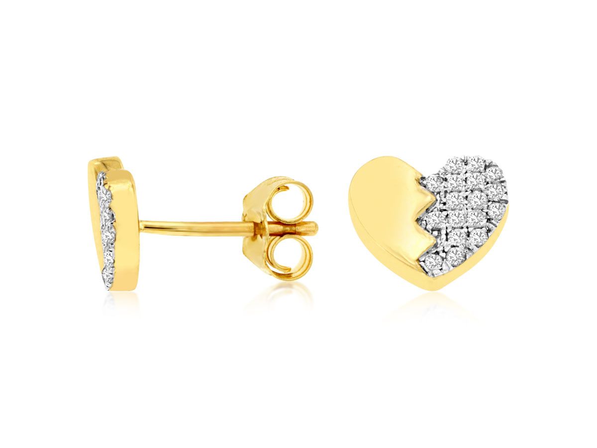 Heart-Shaped Diamond studs in Yellow Gold