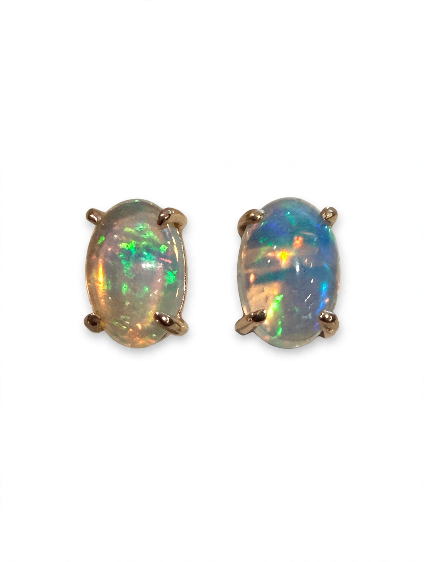Oval Opal Studs in Yellow Gold .27"