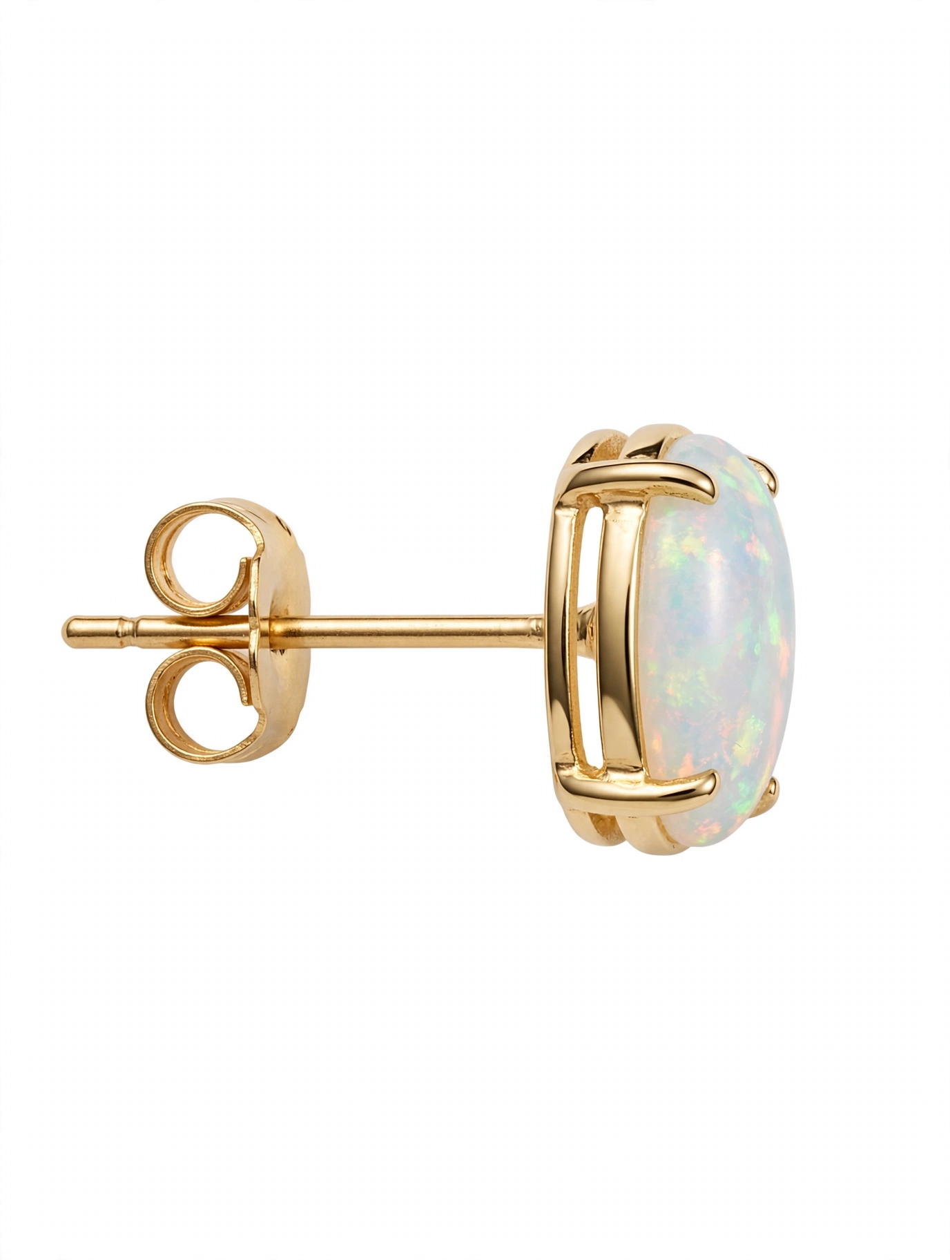 Oval Opal Studs in Yellow Gold .27" - Image 2