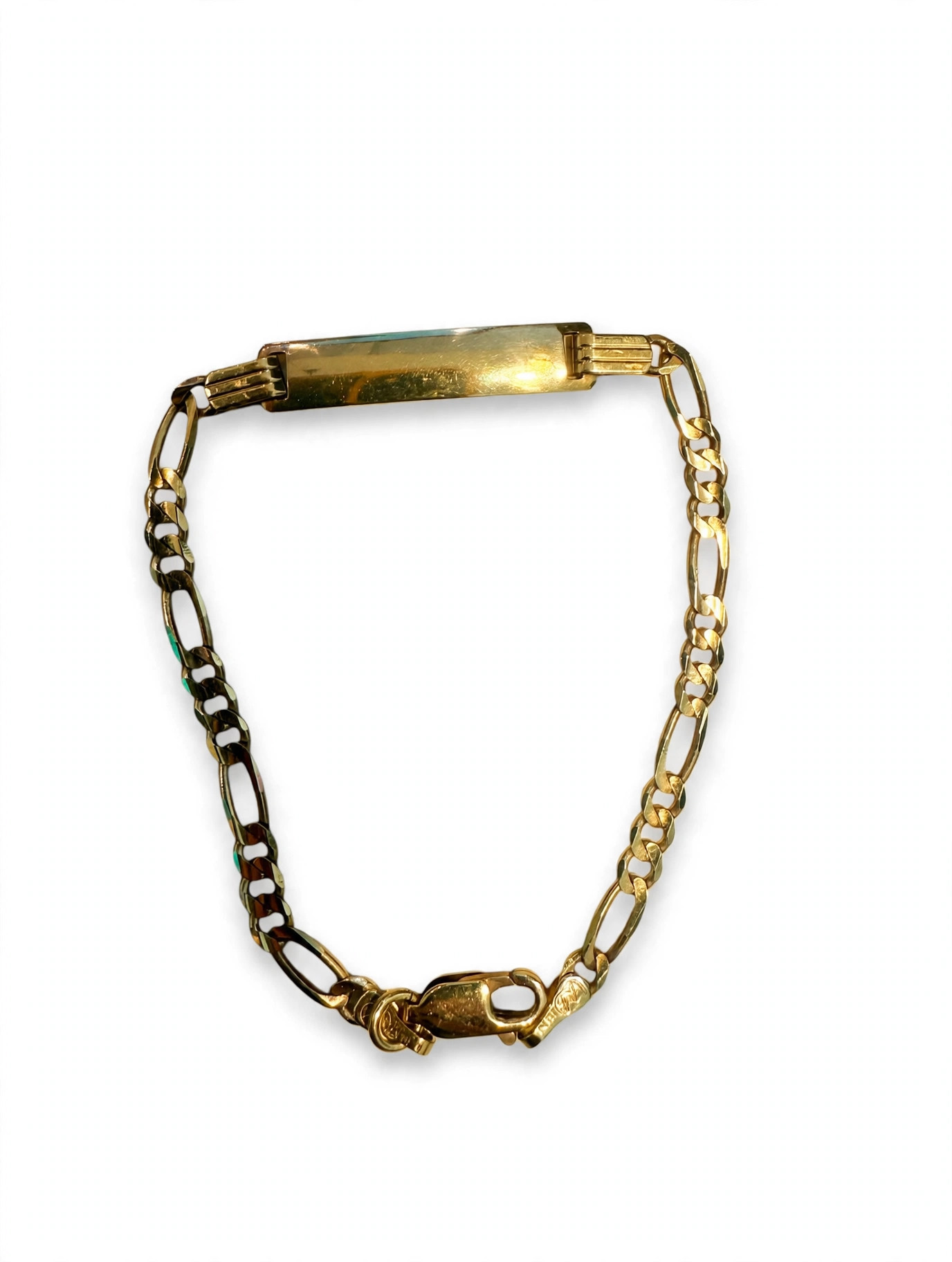 Vintage Figaro Link ID Bracelet In Yellow Gold