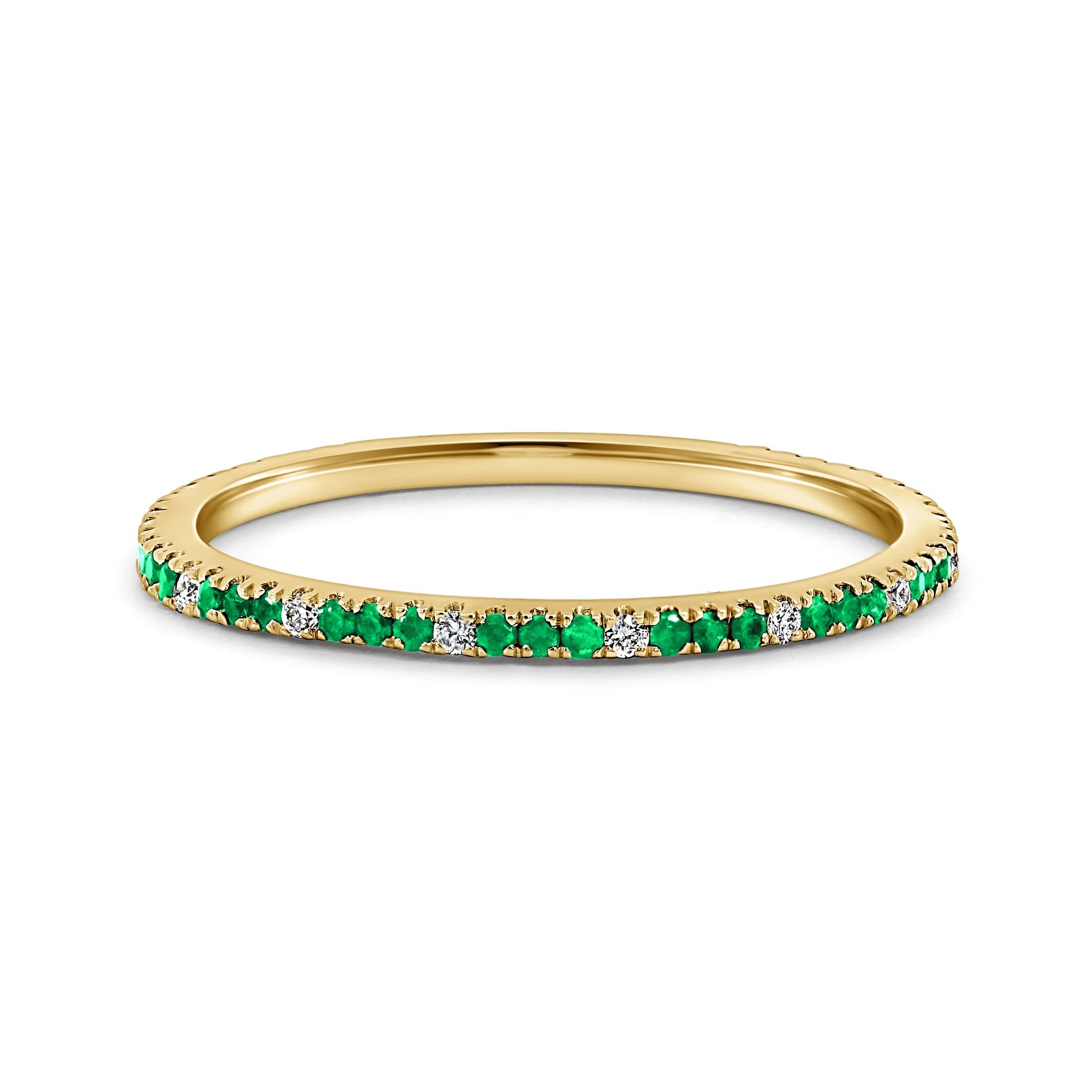 Emerald and Round Diamond Eternity Band (0.21 CTW)