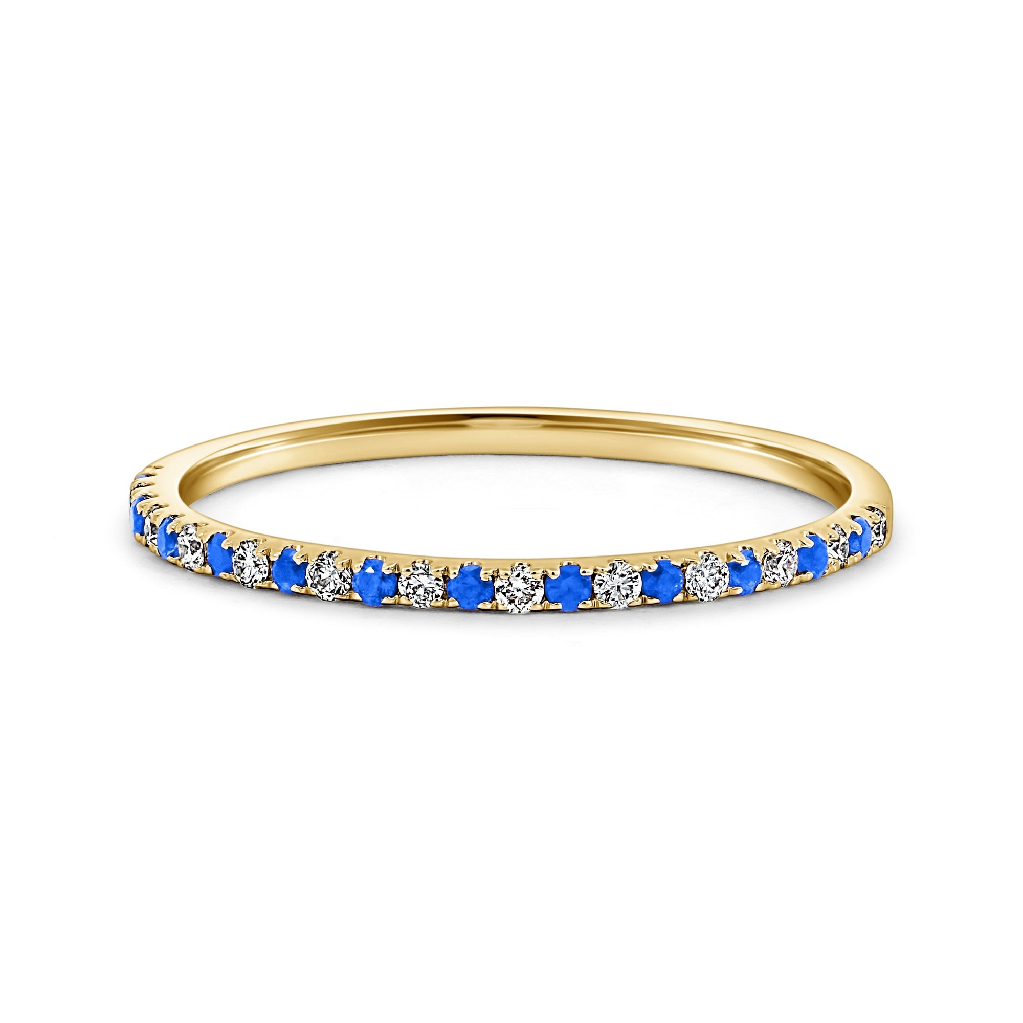 Sapphire and Round Diamond Halfway Band (0.2)