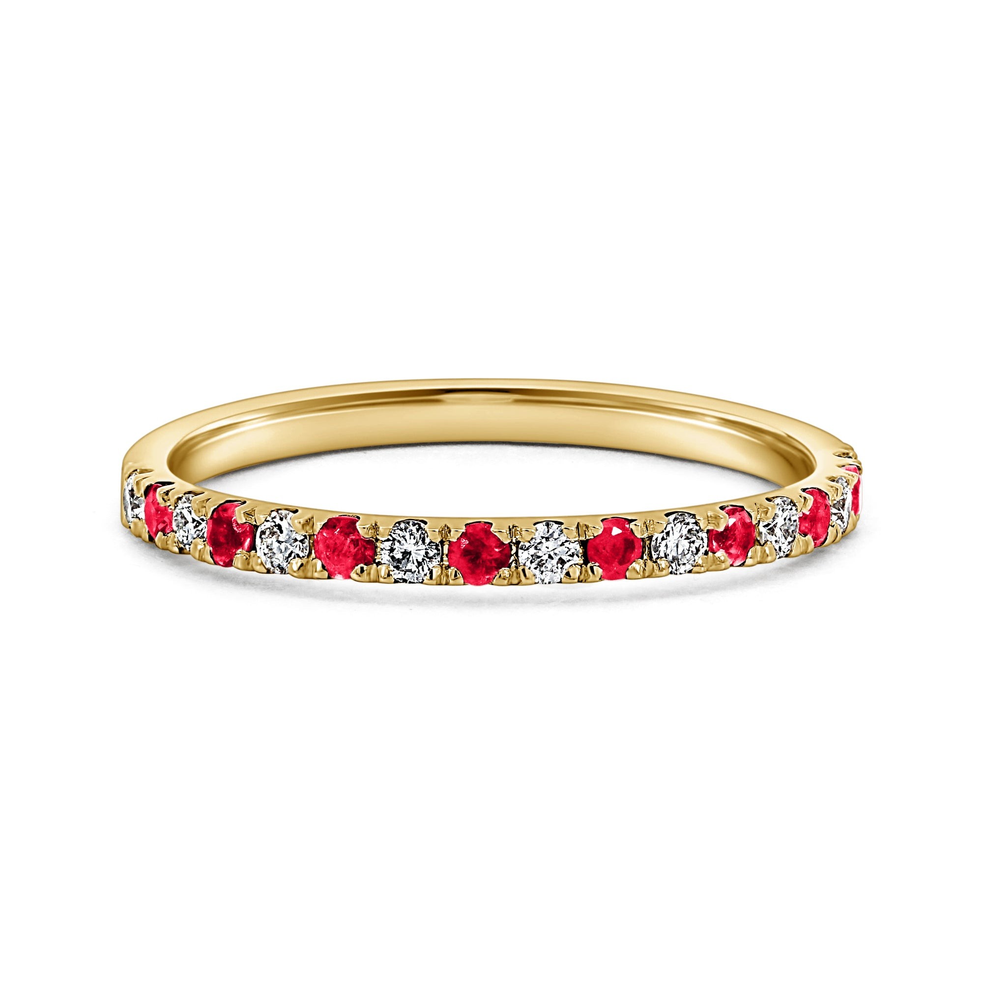 Ruby and Round Diamond Halfway Band (0.24 CTW)