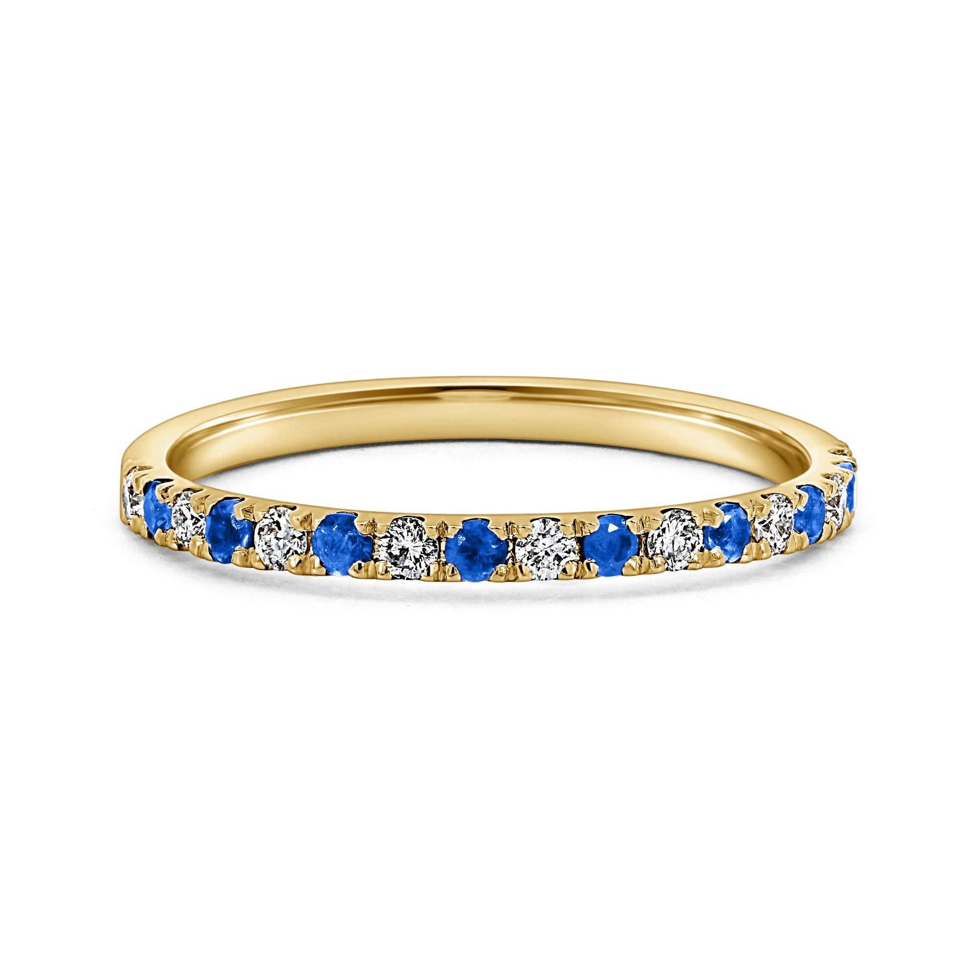 Sapphire and Round Diamond Halfway Band (0.24 CTW)
