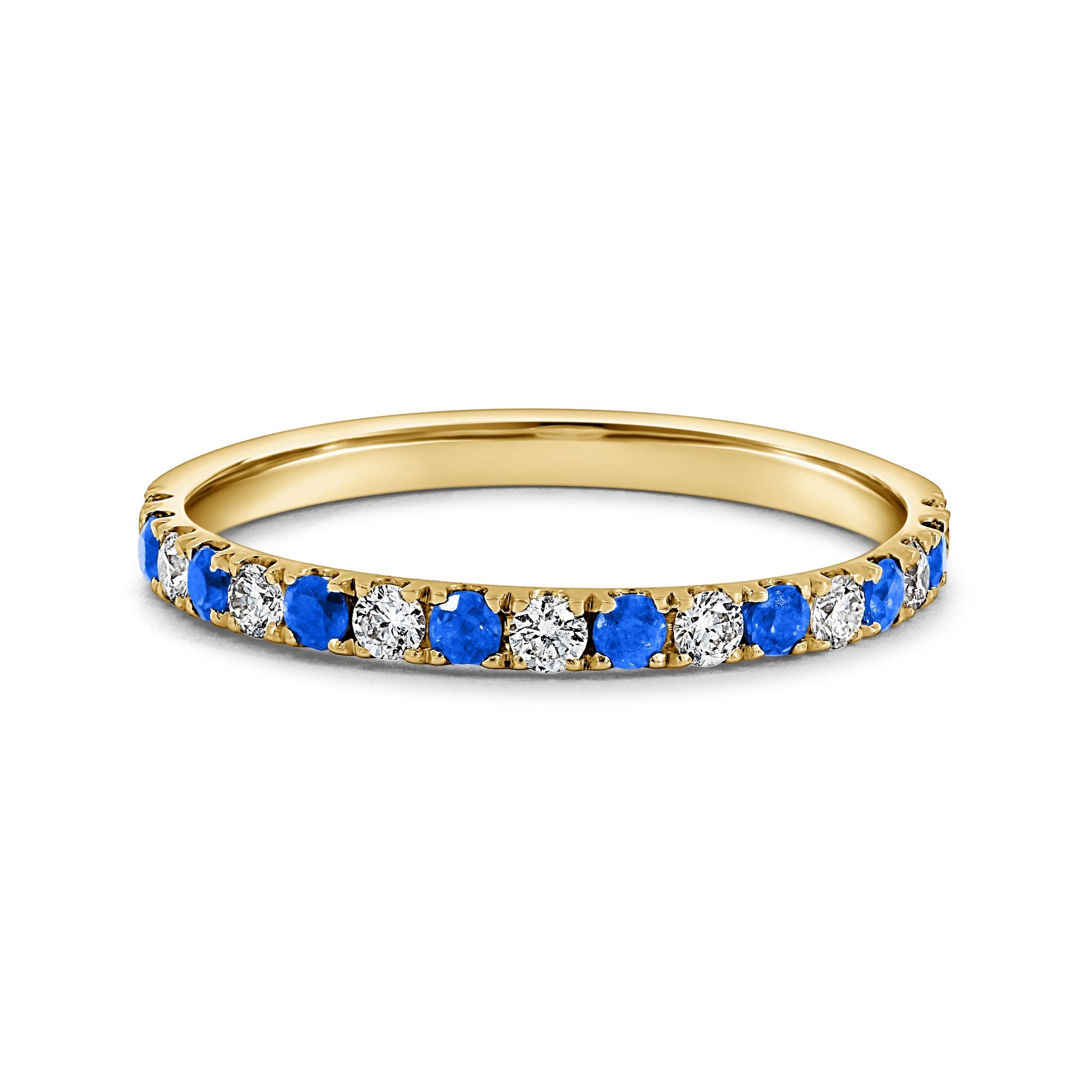 Sapphire and Round Diamond Halfway Band (0.38 CTW)