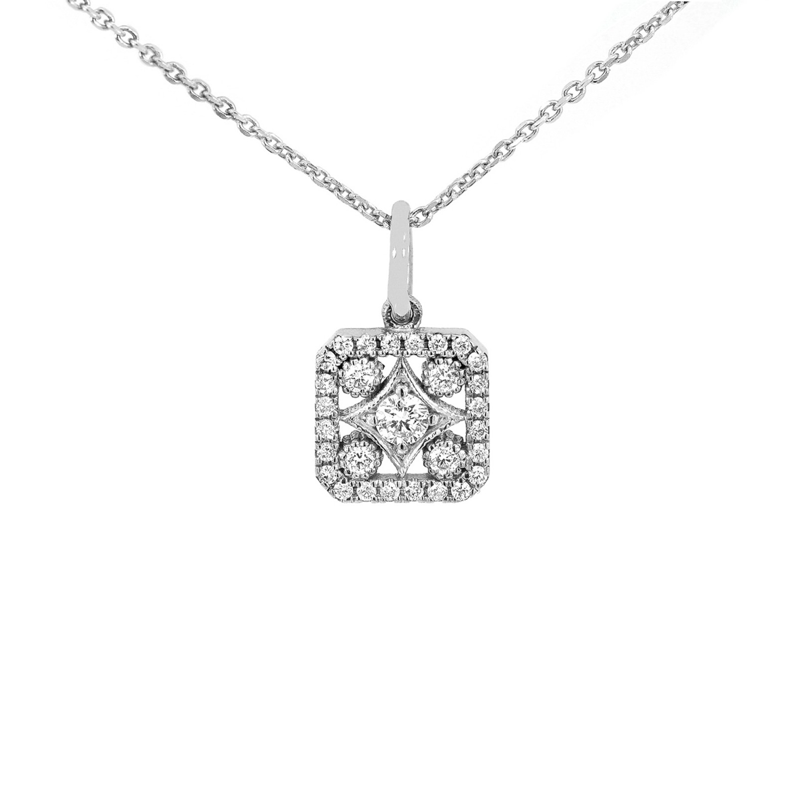 Natural Diamond Sparkling Square Pendant (0.20 CTW)