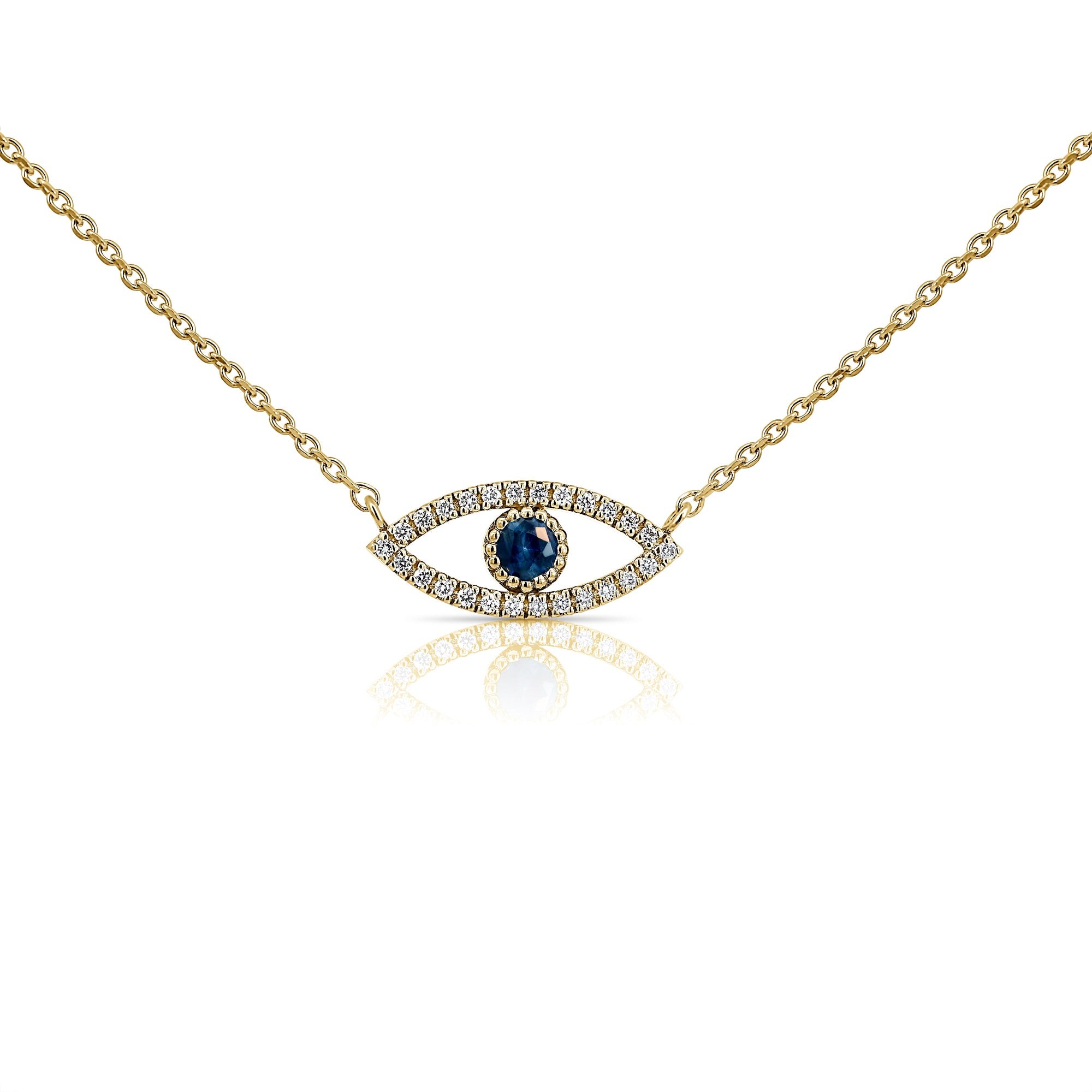 Sapphire Evil Eye Pendant with Natural Diamonds