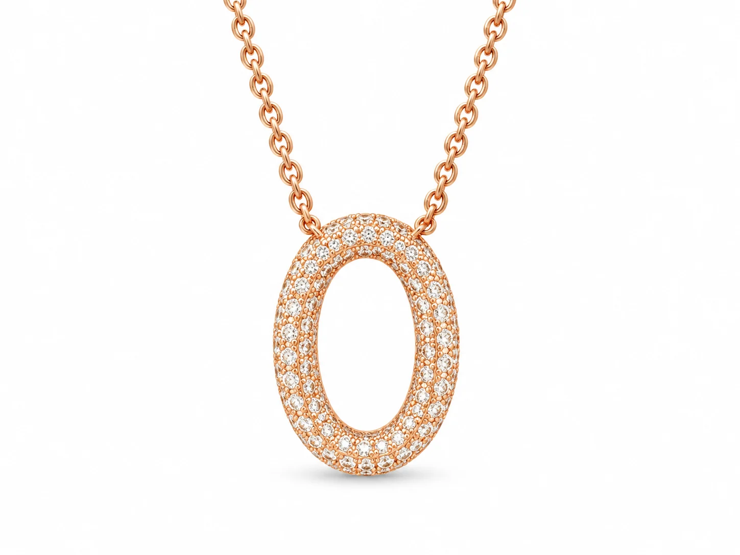 Oval Pave Diamond in Rose Gold