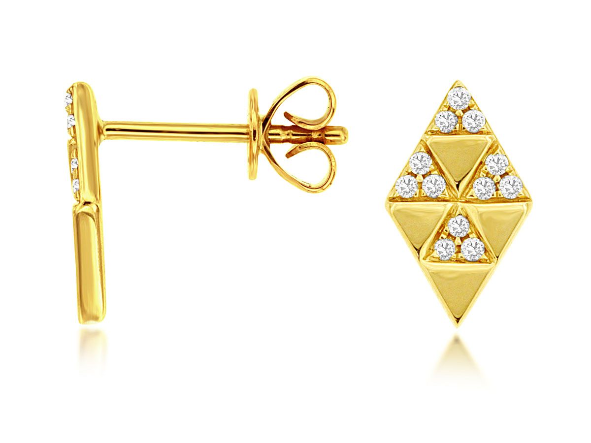 Pyramid Diamond Studs in Yellow Gold