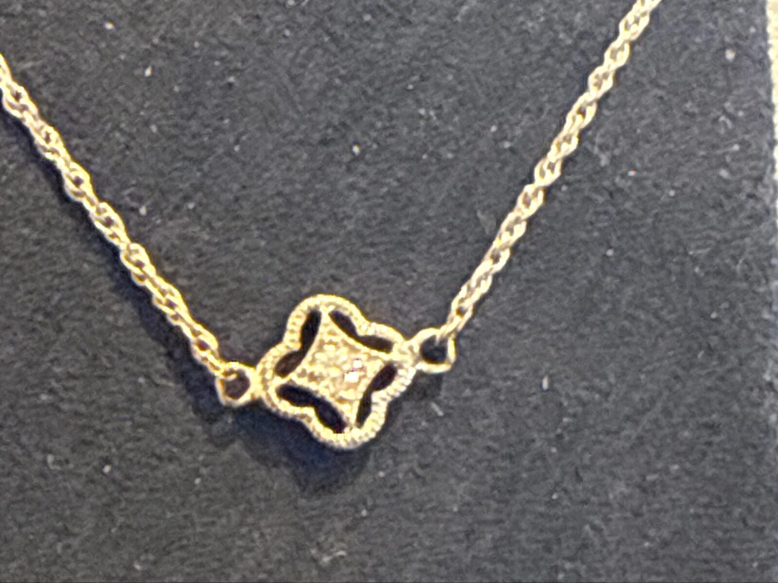 Quatrefoil Diamond Station Necklace in White Gold