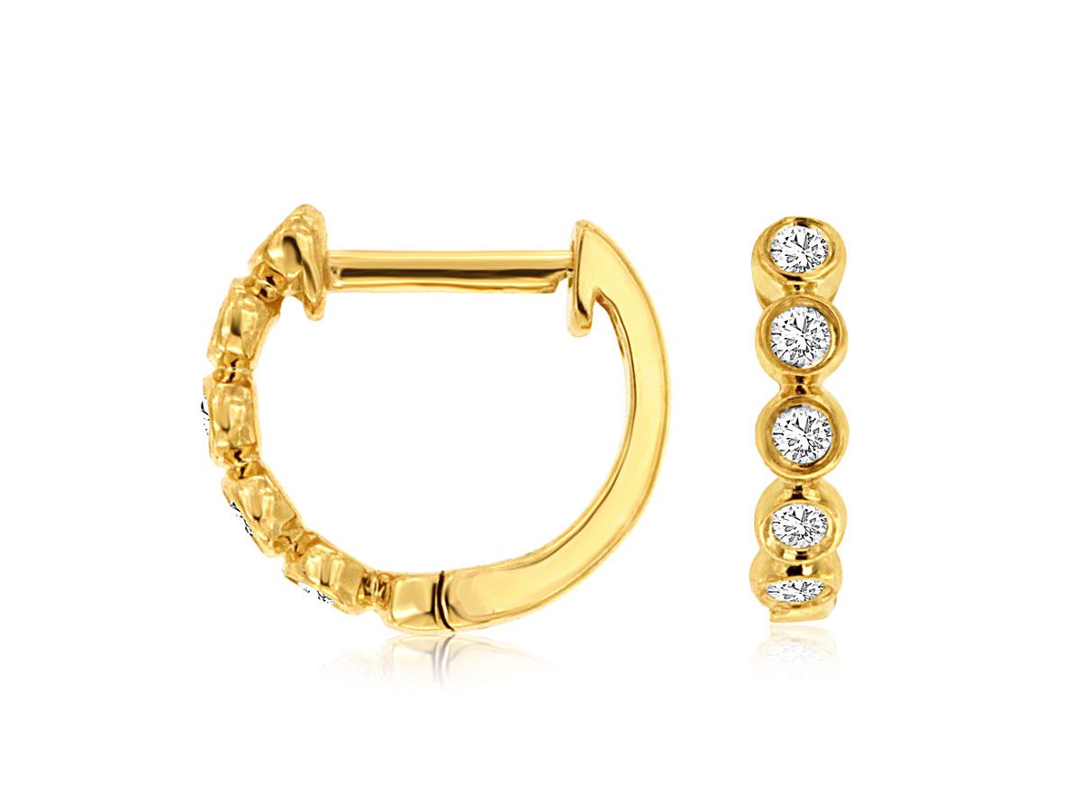 Diamond Hoops Bezel in Yellow Gold