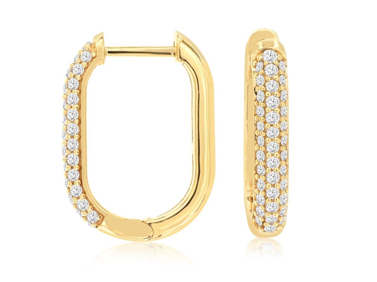Oval Hoop Diamond in Yellow Gold