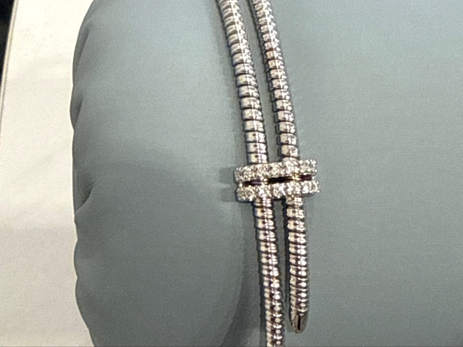 Flexible Pave Bar Bangle in White Gold