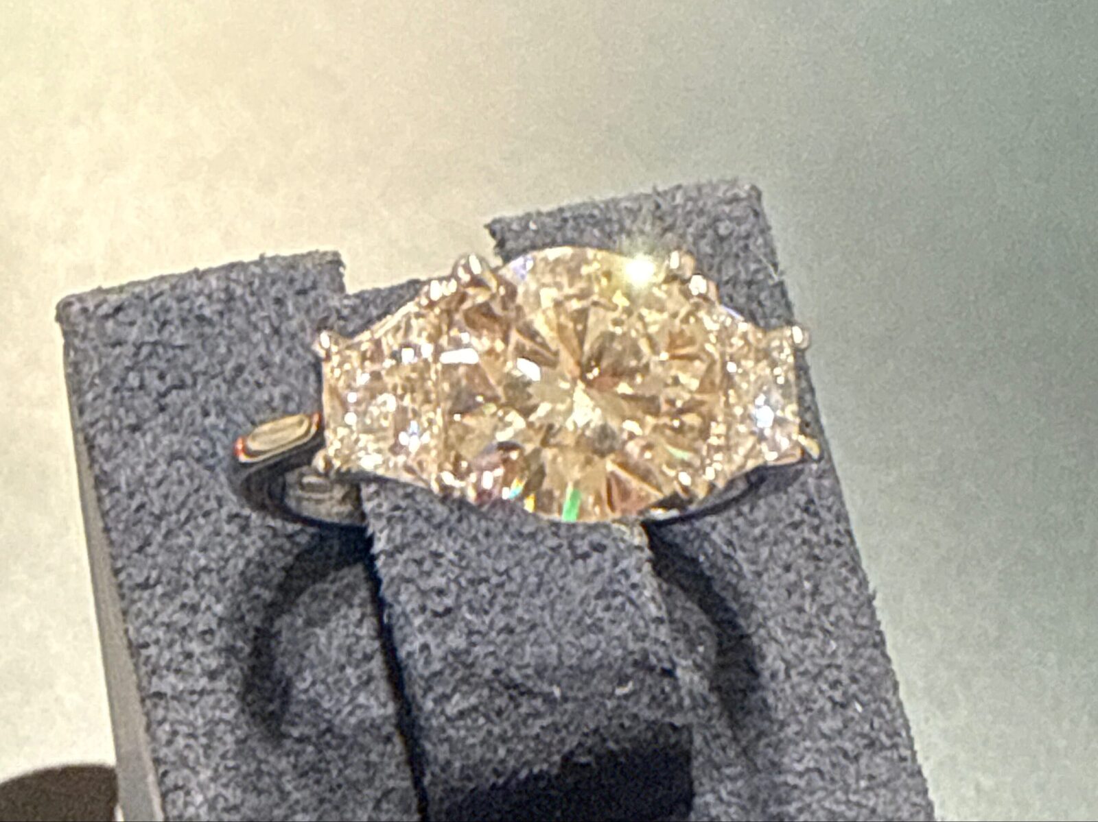 Trapezoid and Round Lab Diamond Ring in White Gold