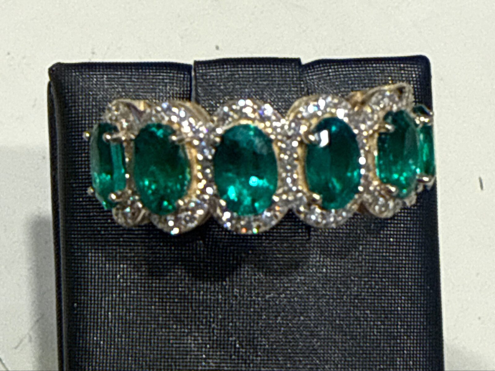 Oval Emerald & Diamond Halo Ring - 14K YG