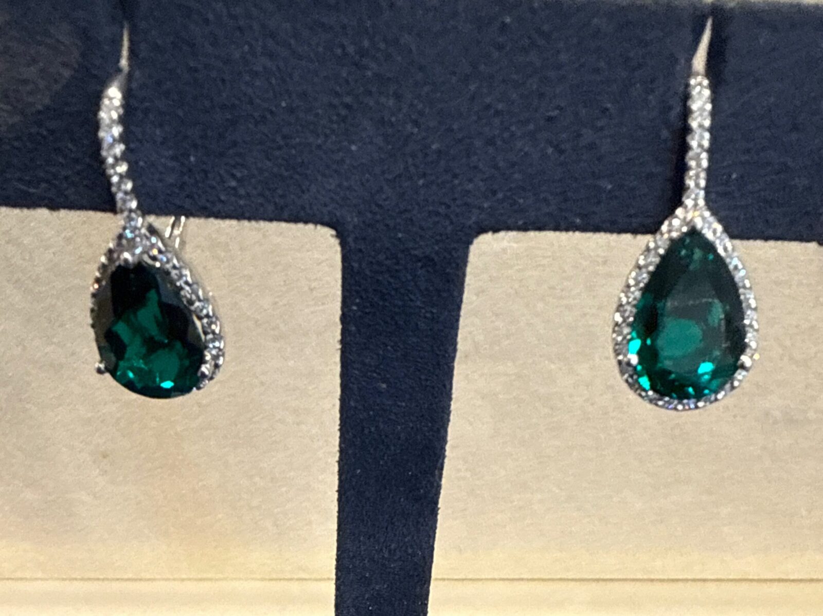 Pear Shape Green Tourmaline With Diamond Halo in White Gold