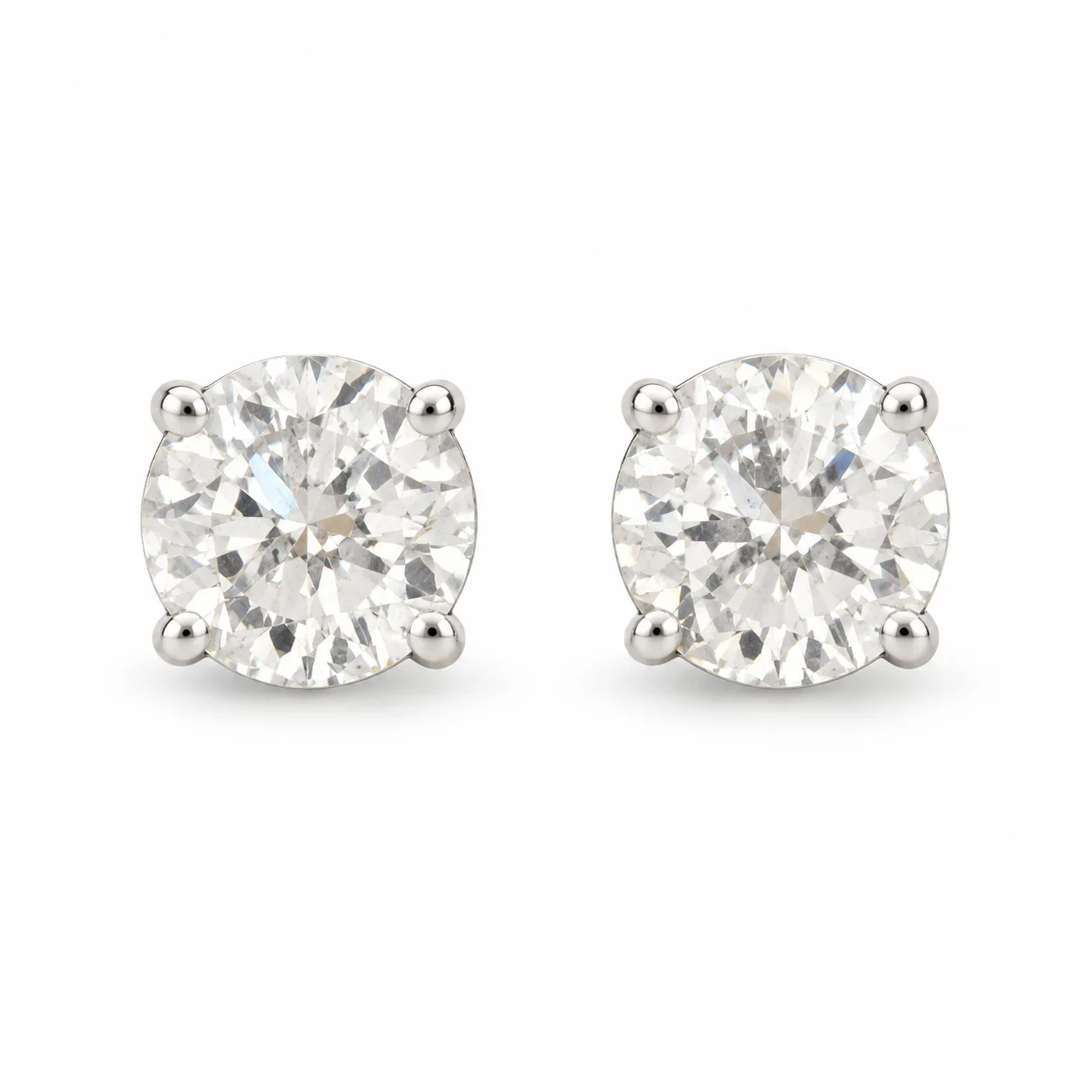 Round Cubic Zirconia Studs In White Gold