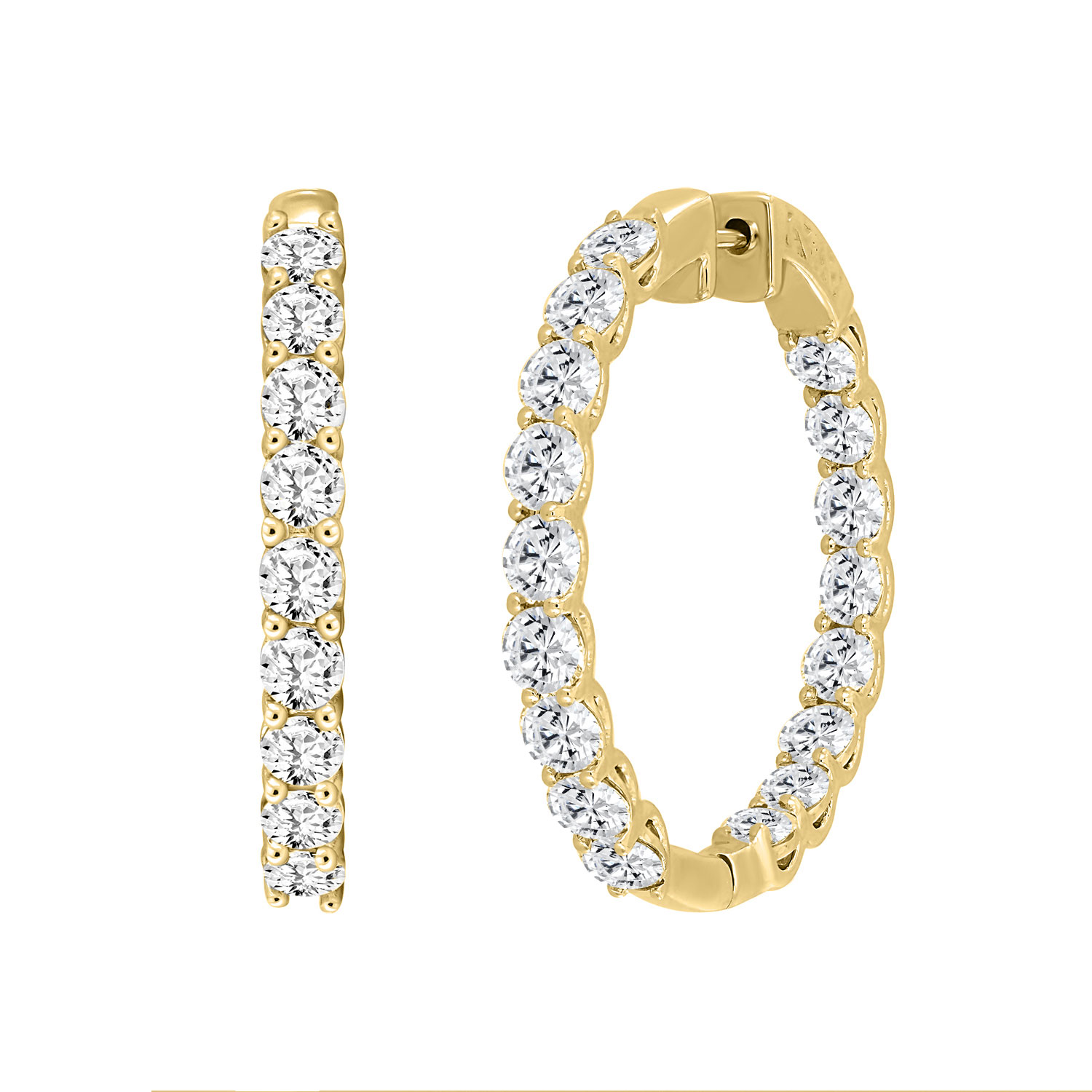 7.00 CT Inside-Out Hoop Earrings in Yellow Gold