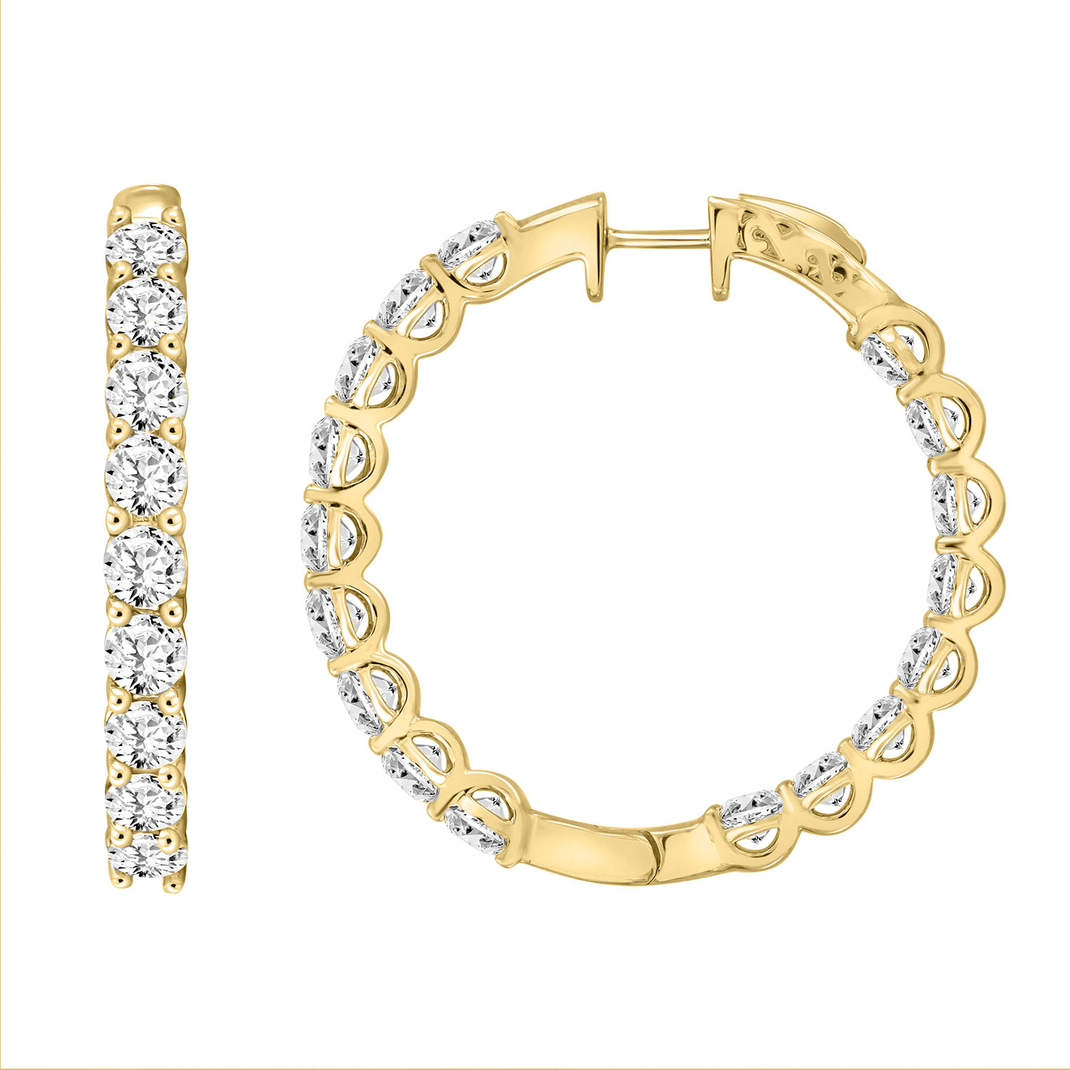 7.00 CT Inside-Out Hoop Earrings in Yellow Gold, alternate view 2