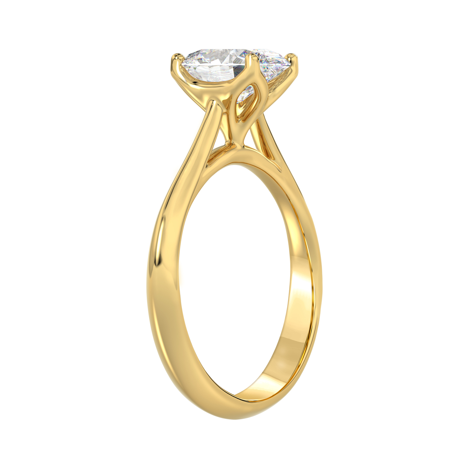 2.00 CT Oval Lab Diamond Solitaire Ring in Yellow Gold, alternate view 3