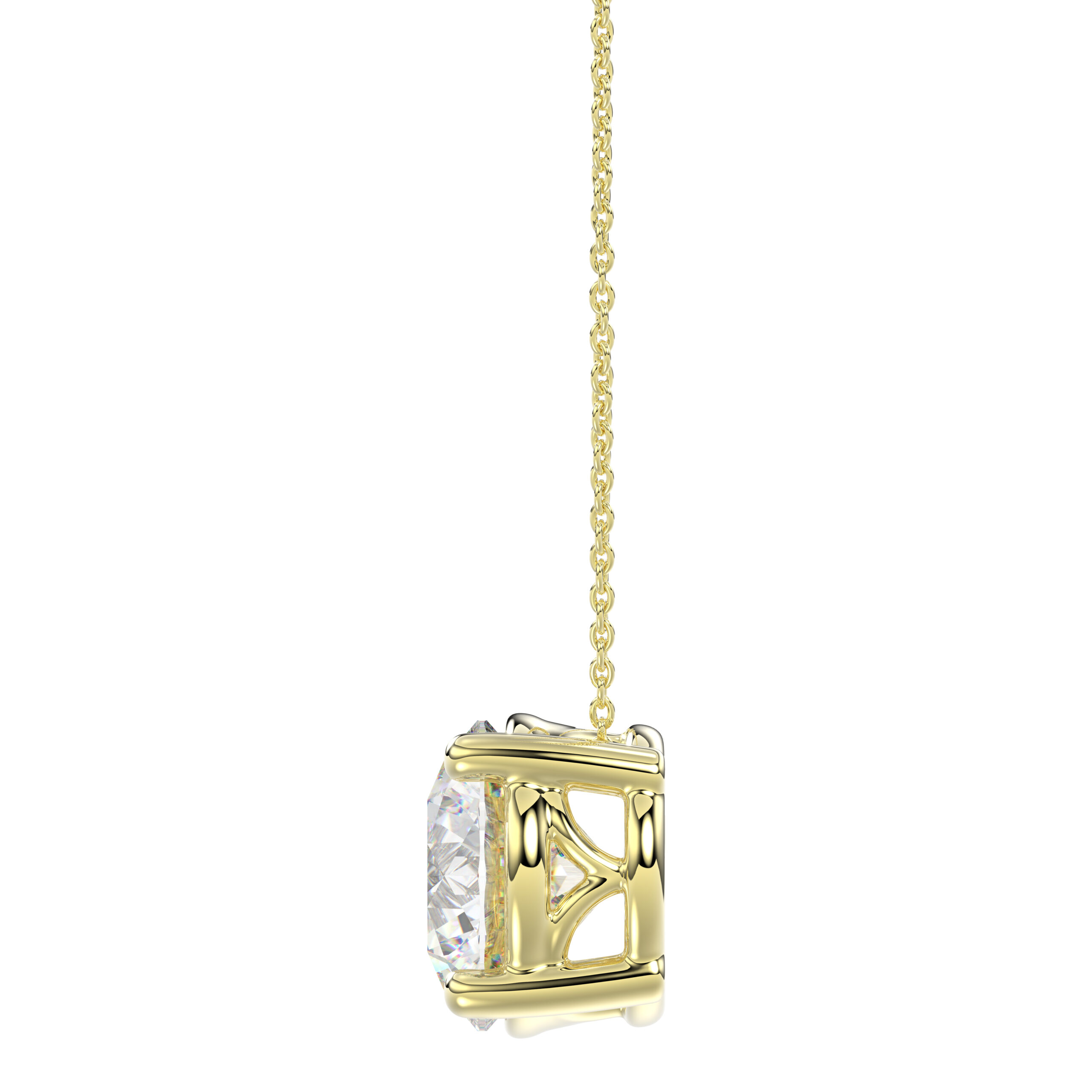 2.00 CT Lab Diamond Solitaire Necklace in Yellow Gold, alternate view 3