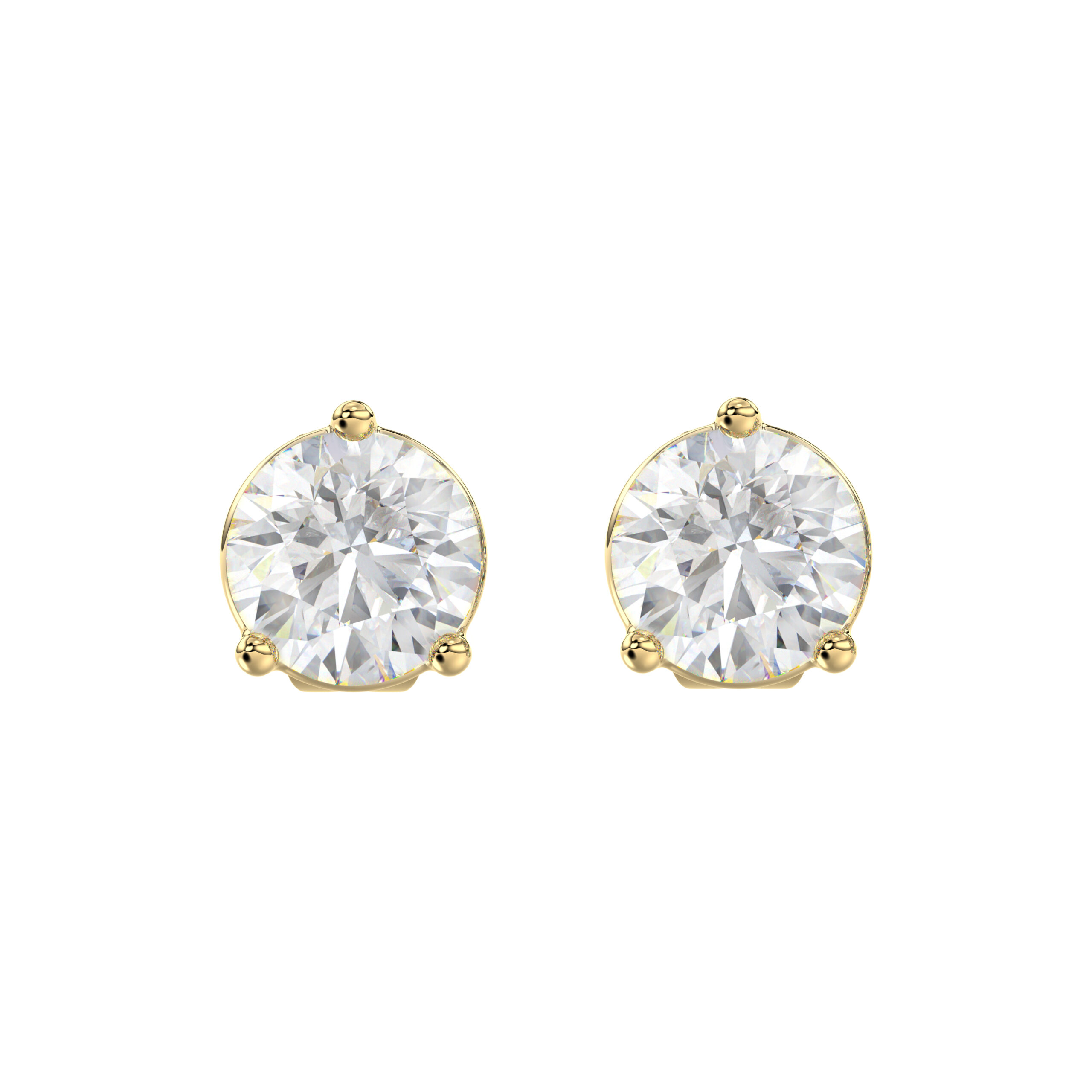 2.00 CTW Round Diamond Stud Earrings in Yellow Gold, alternate view 2