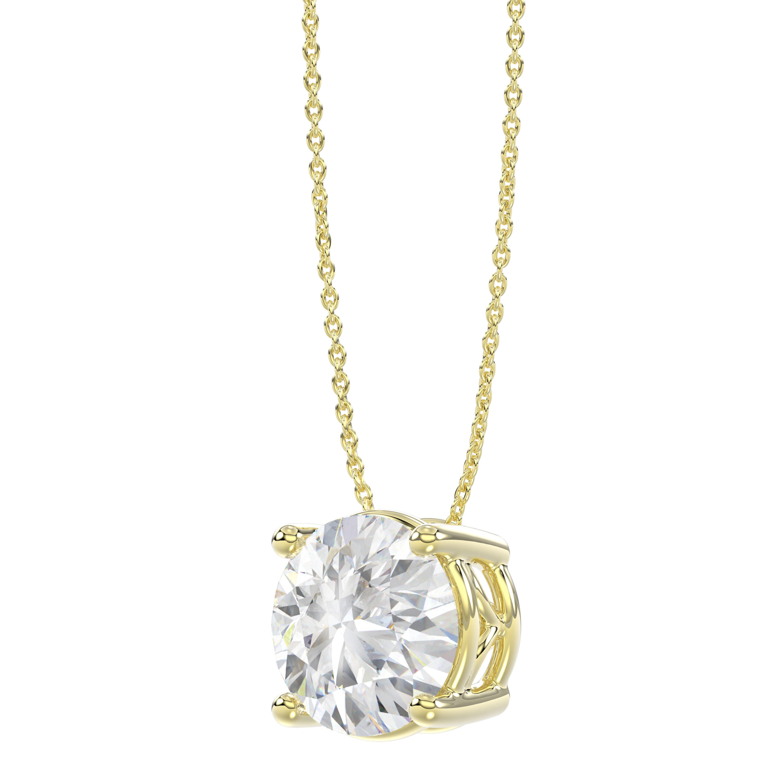 3.00 CT Round Diamond Solitaire Necklace in Yellow Gold