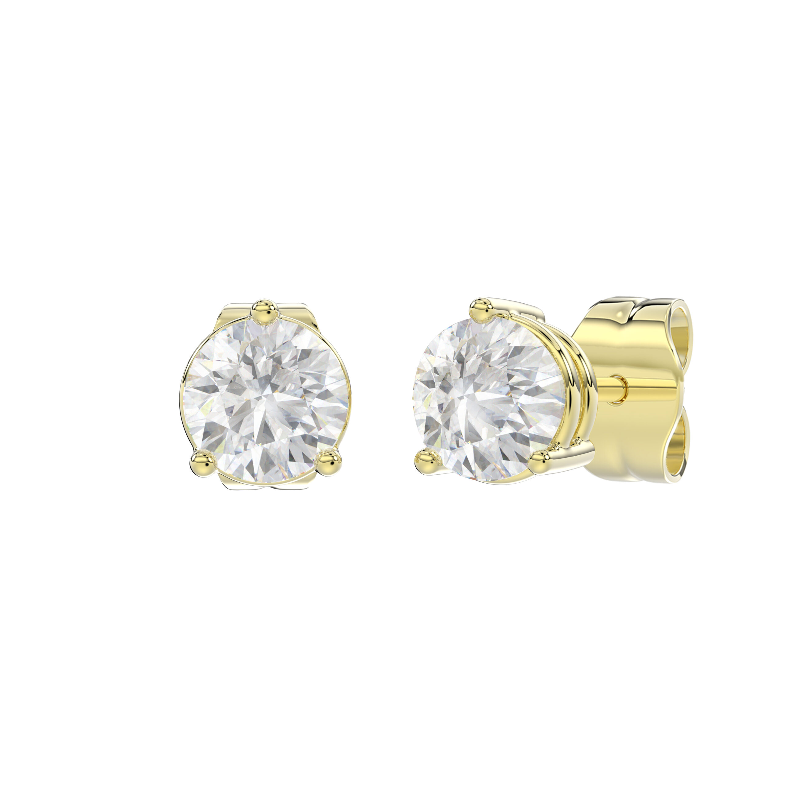4.00 CTW Round Diamond Stud Earrings in Yellow Gold