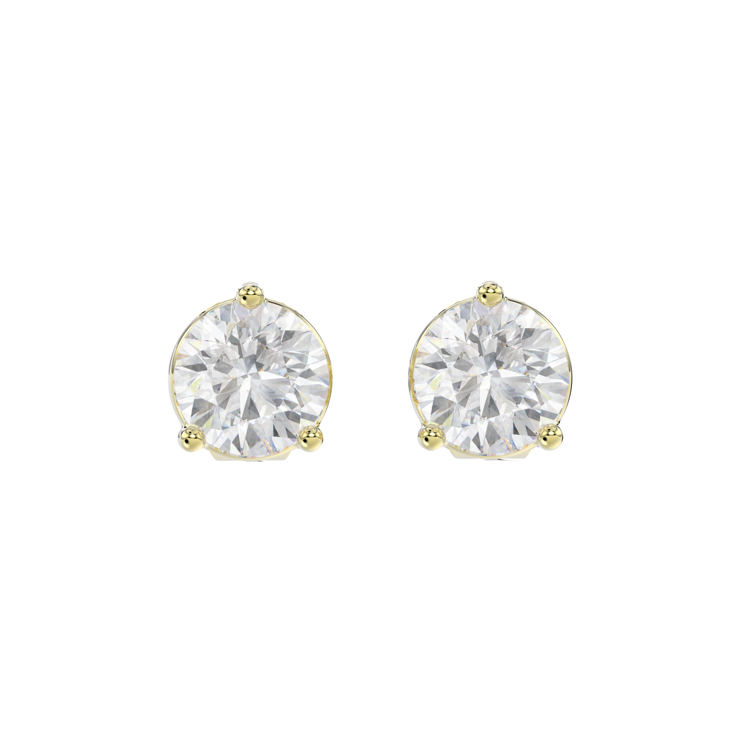 4.00 CTW Round Diamond Stud Earrings in Yellow Gold, alternate view 2