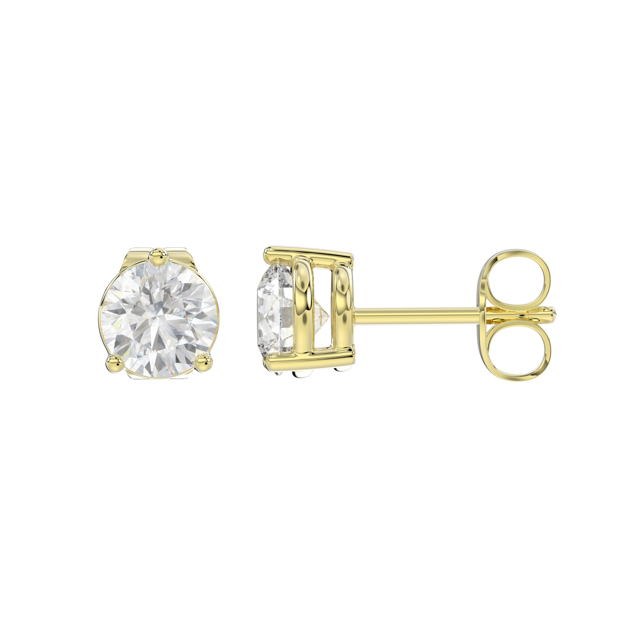 4.00 CTW Round Diamond Stud Earrings in Yellow Gold, alternate view 3