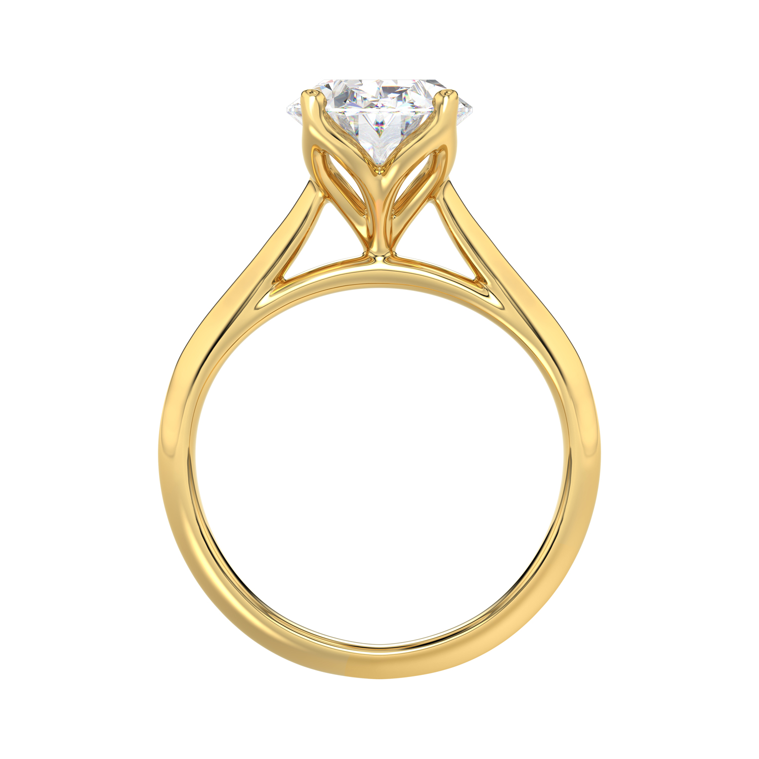 Oval Solitaire Diamond Ring in Yellow Gold, alternate view 2
