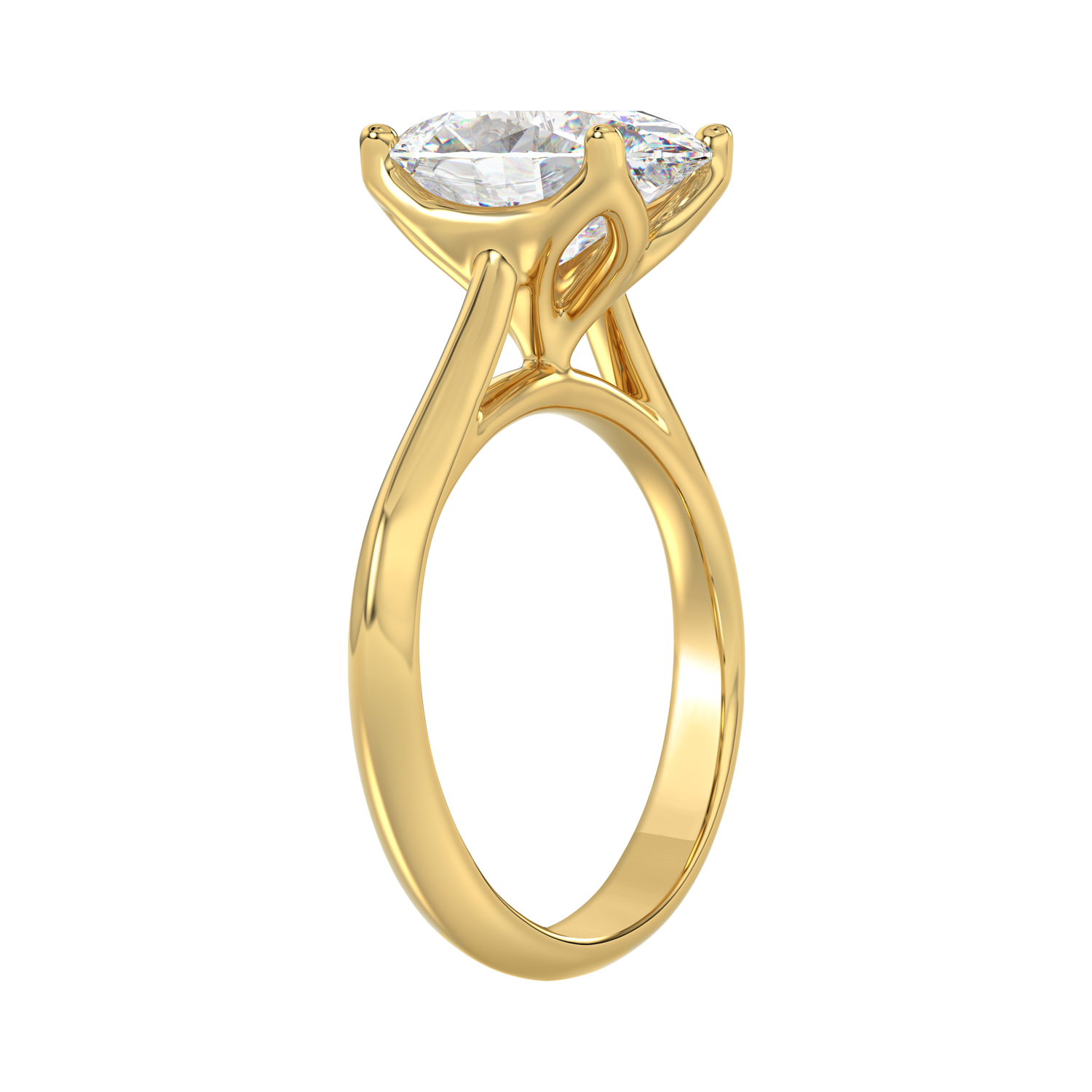 Oval Solitaire Diamond Ring in Yellow Gold, alternate view 3