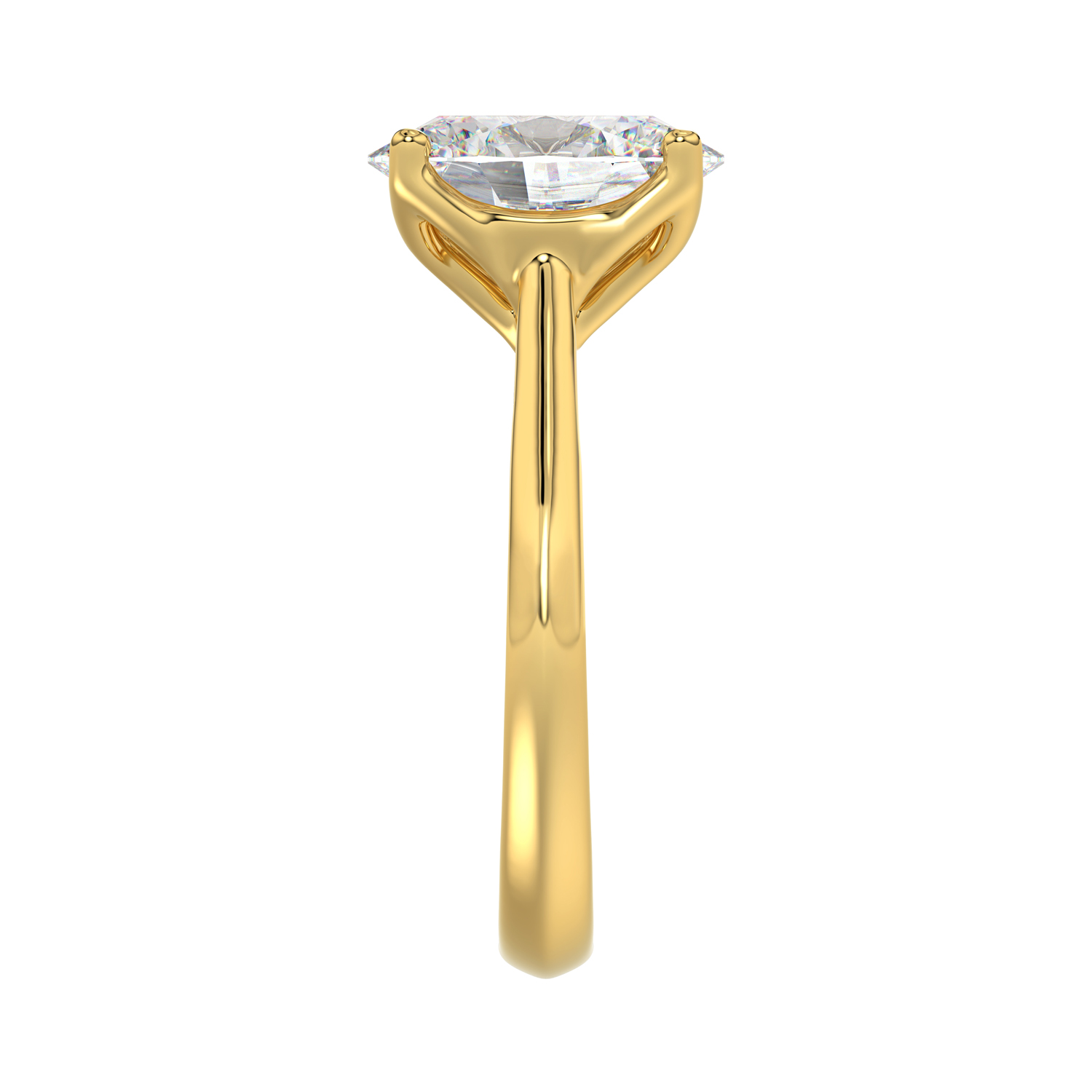 Oval Solitaire Diamond Ring in Yellow Gold, alternate view 4